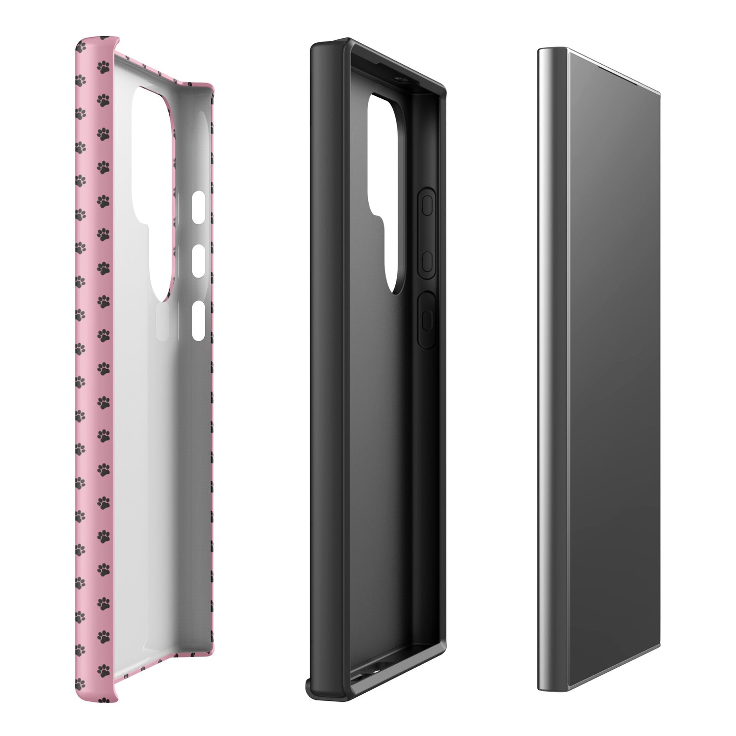 Phone Case for Samsung Galaxy with playful pink paw-print design.