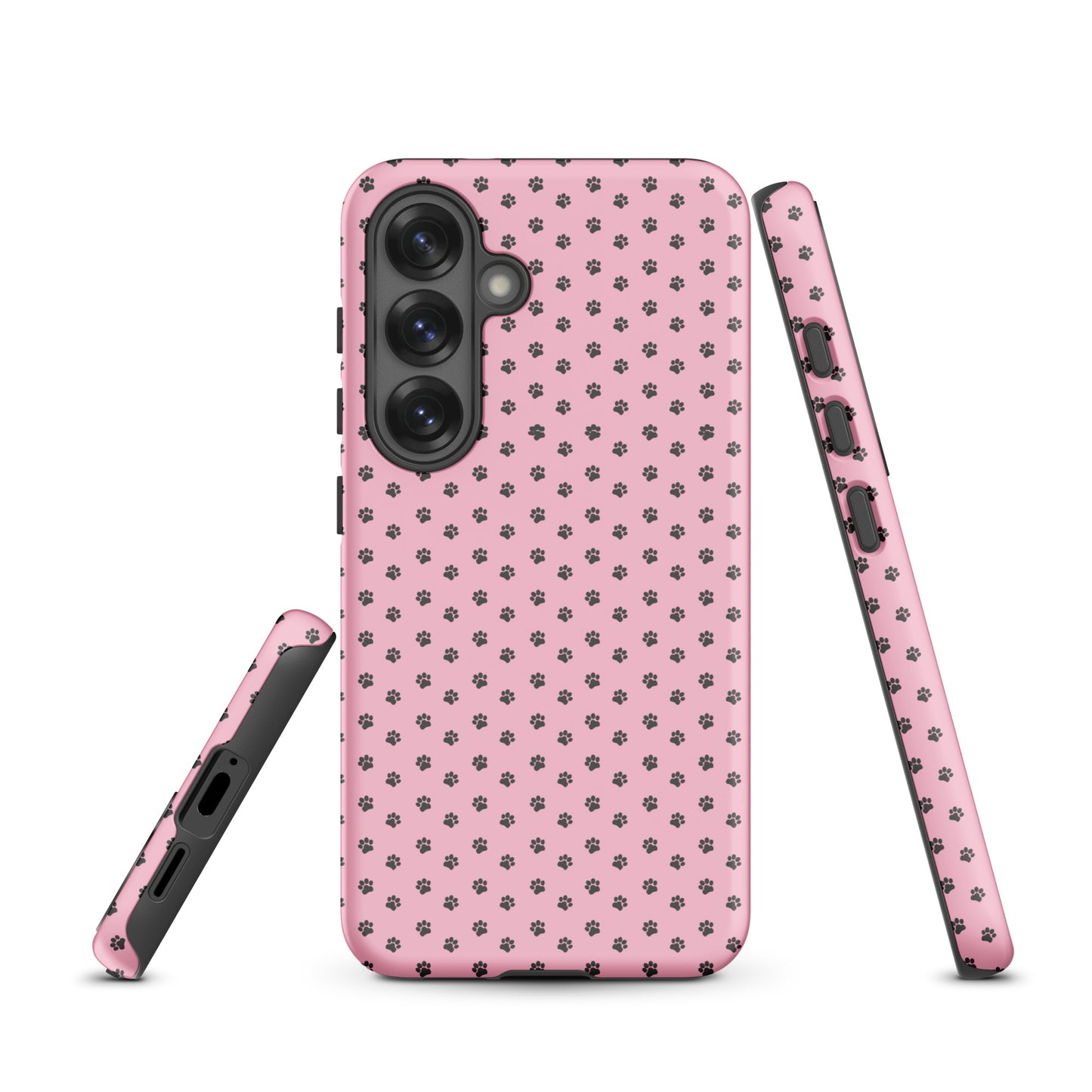 Phone Case Samsung Galaxy with playful pink paw-print design offering cute and durable protection.