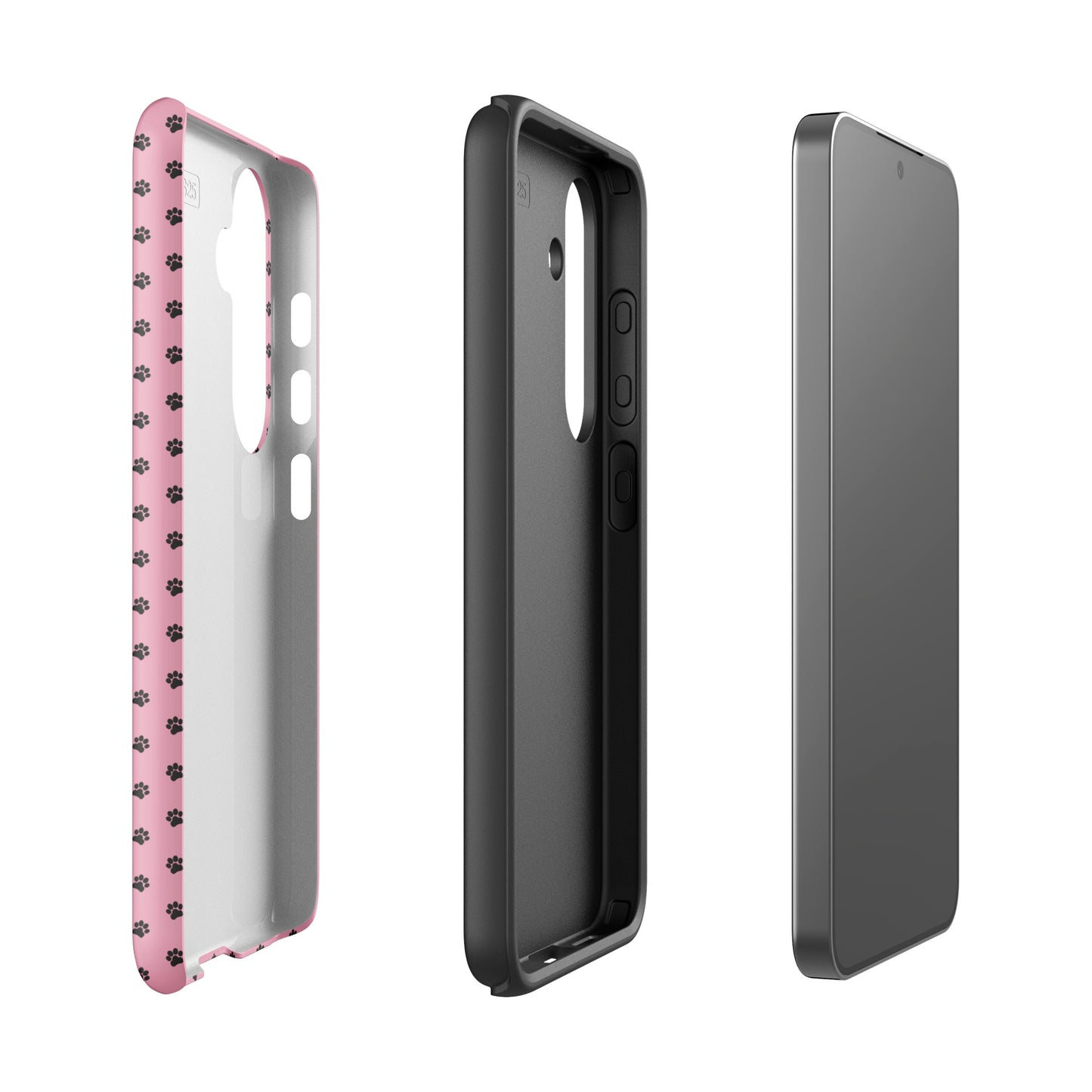 Phone Case Samsung Galaxy - Paw‑Print Design in pink and black, showcasing durable protection and playful style.