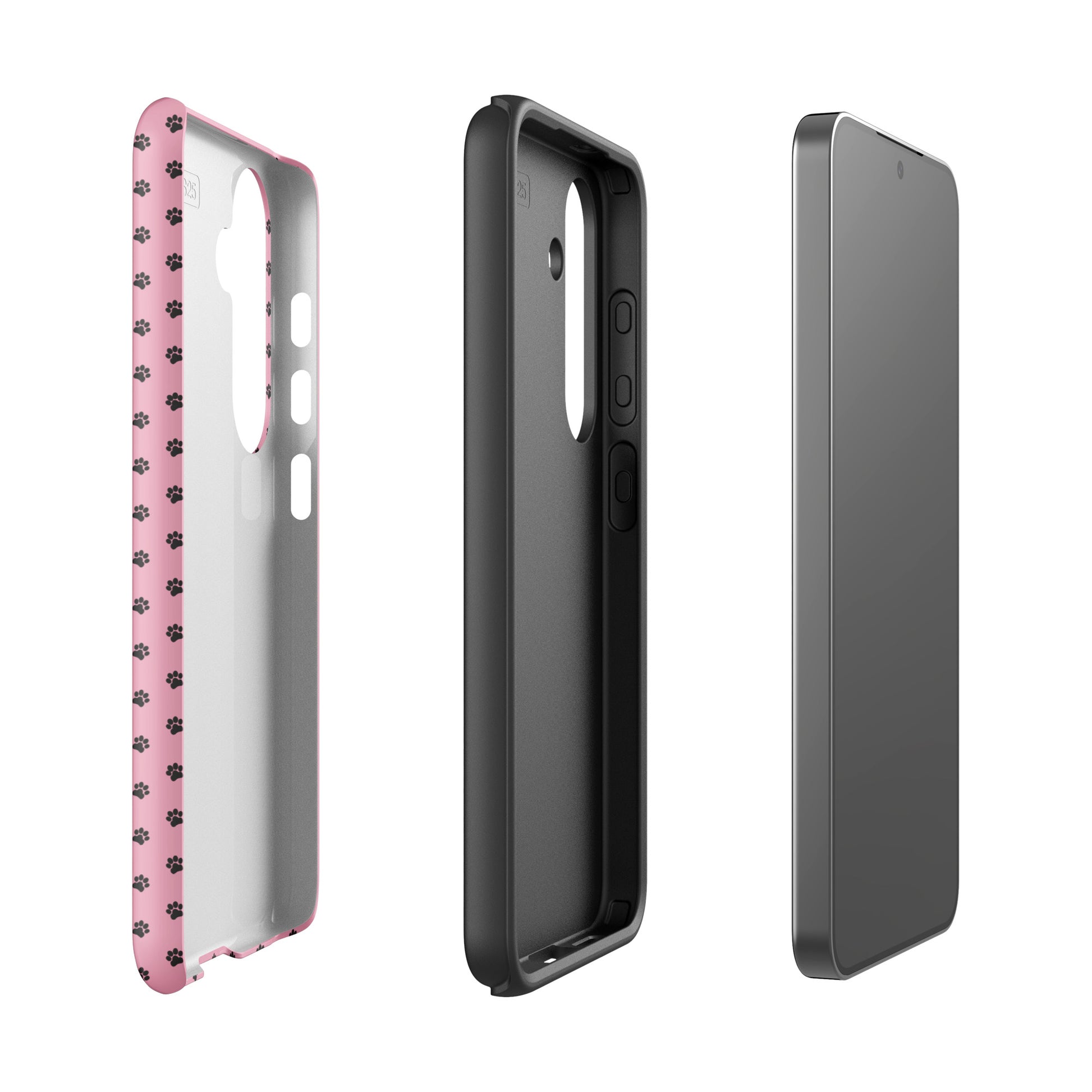Phone Case Samsung Galaxy - Paw‑Print Design in pink and black, showcasing durable protection and playful style.