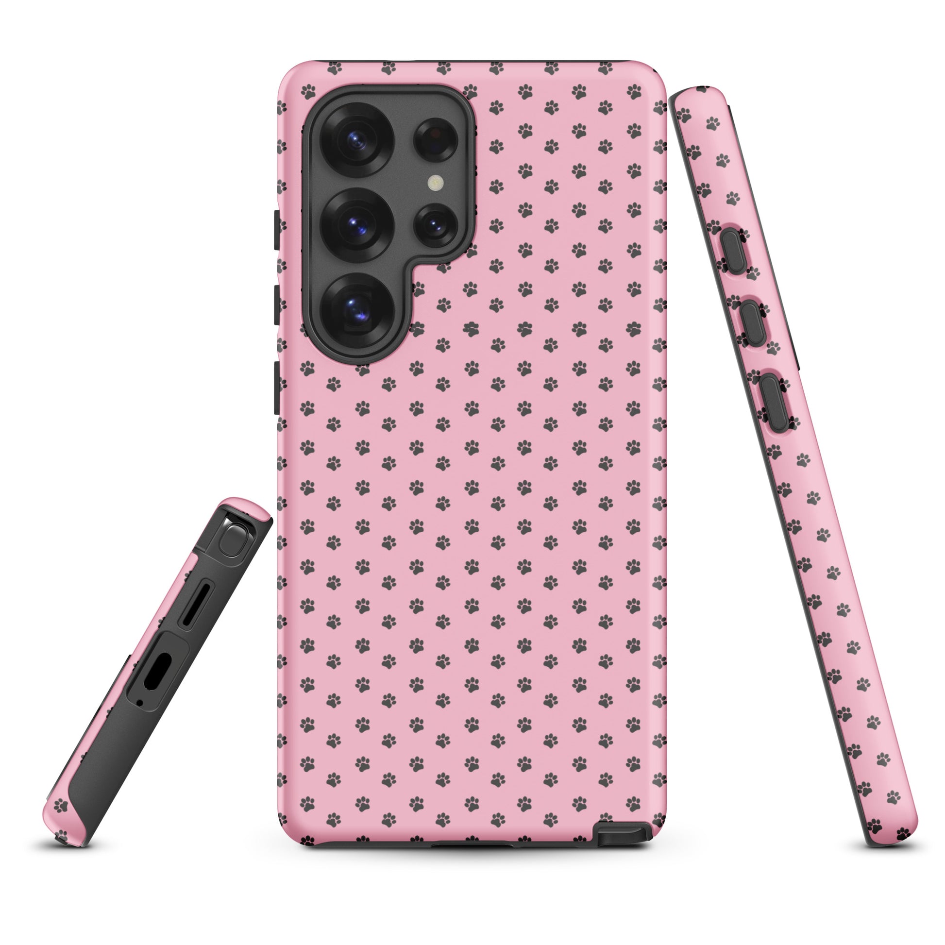 Phone Case Samsung Galaxy with playful pink paw-print design for stylish protection.