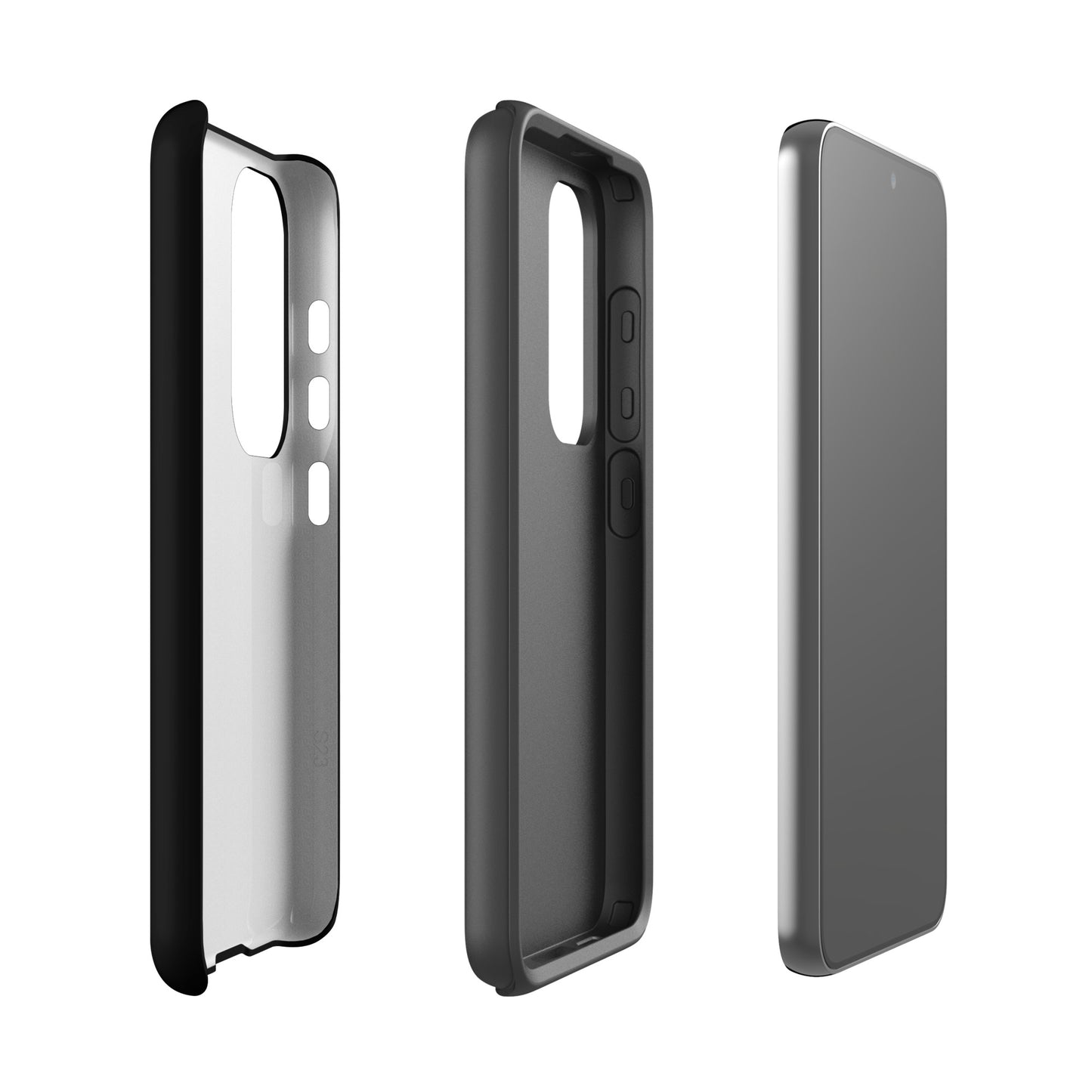 Set of three black and transparent Phone Case for Samsung Galaxy showcasing its durability and protective features.