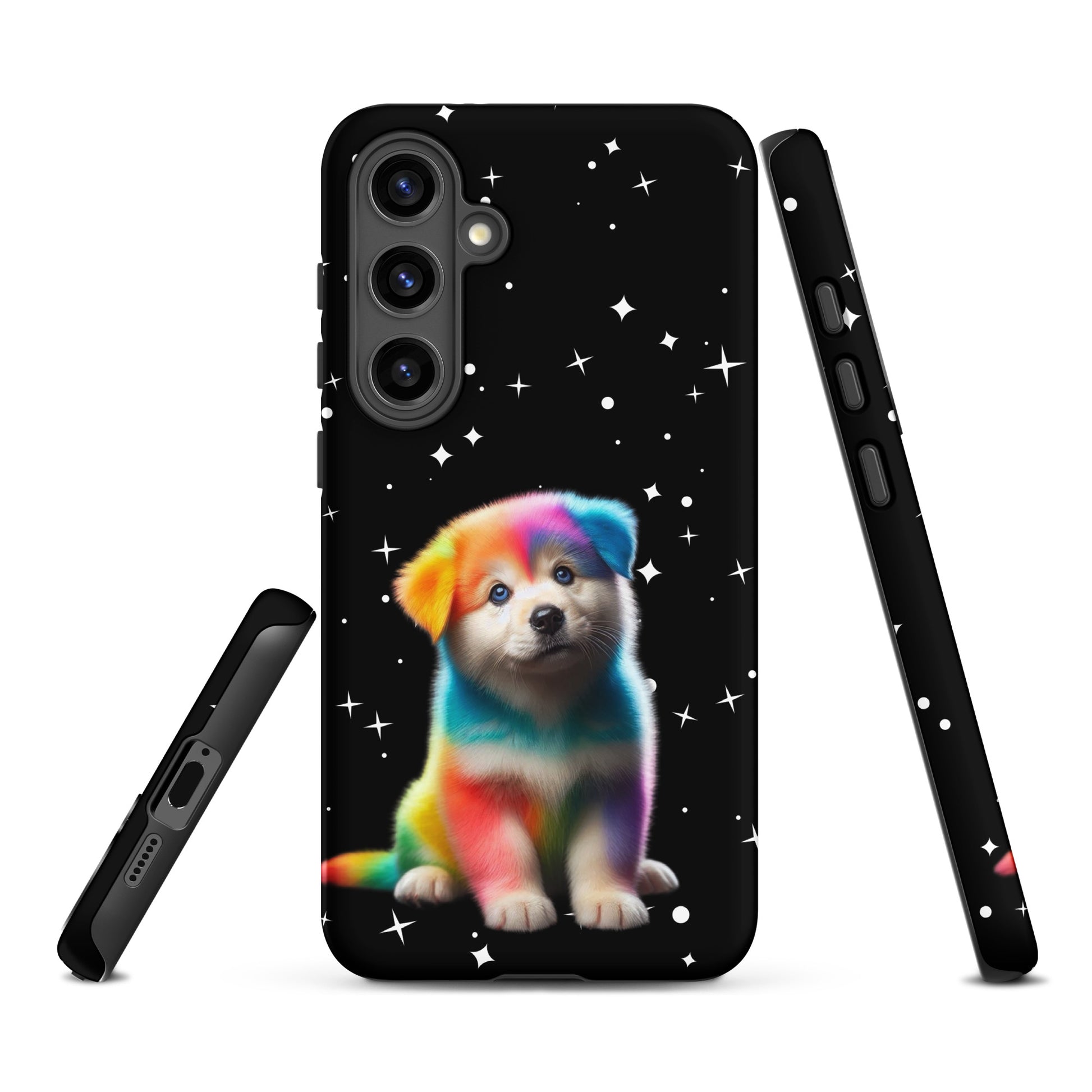 Phone Case with rainbow puppy against starry night for Samsung Galaxy