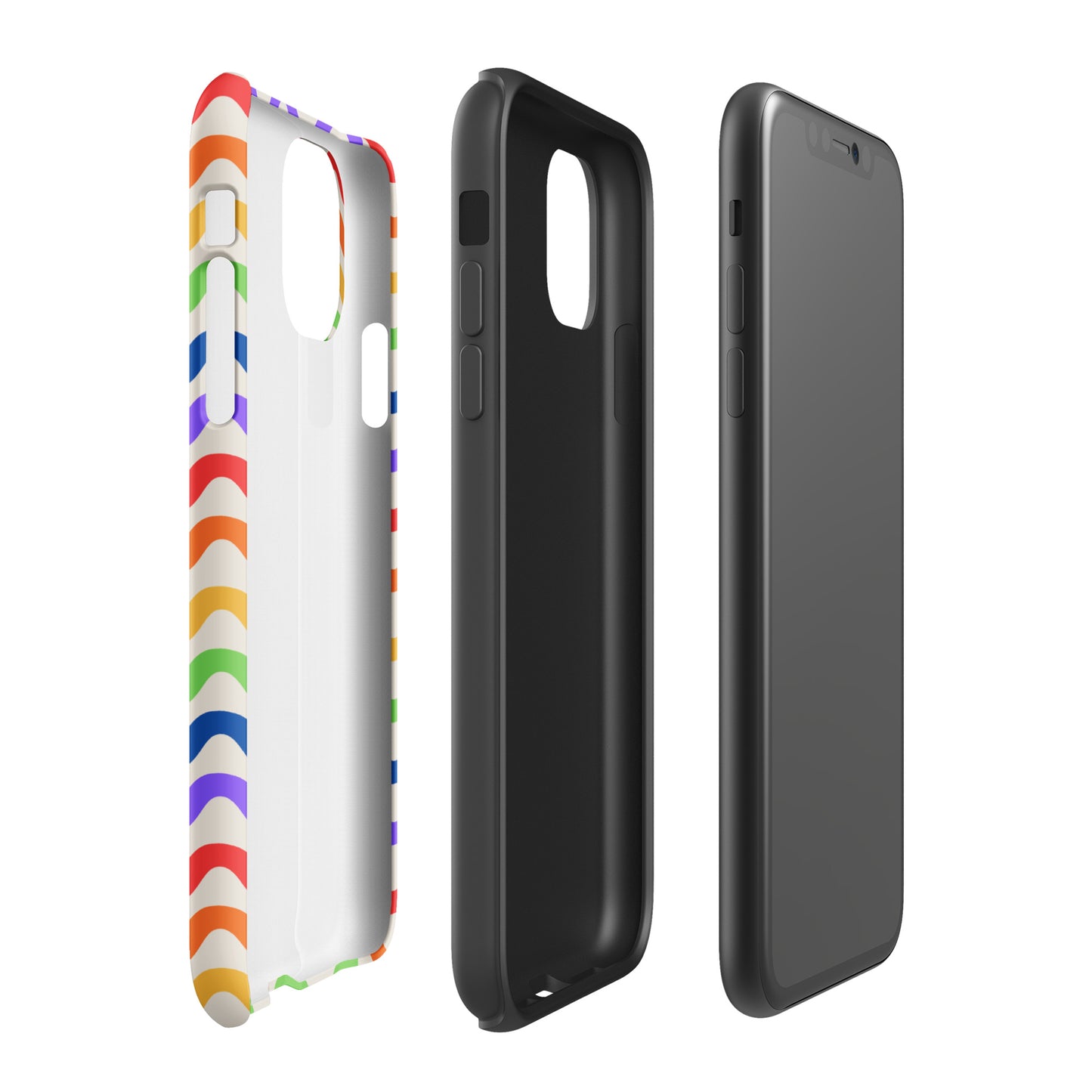 Phone Case for iPhone - Wavy Rainbow Groove - vibrant and protective design with wavy, colorful pattern, showcasing tough and playful style.