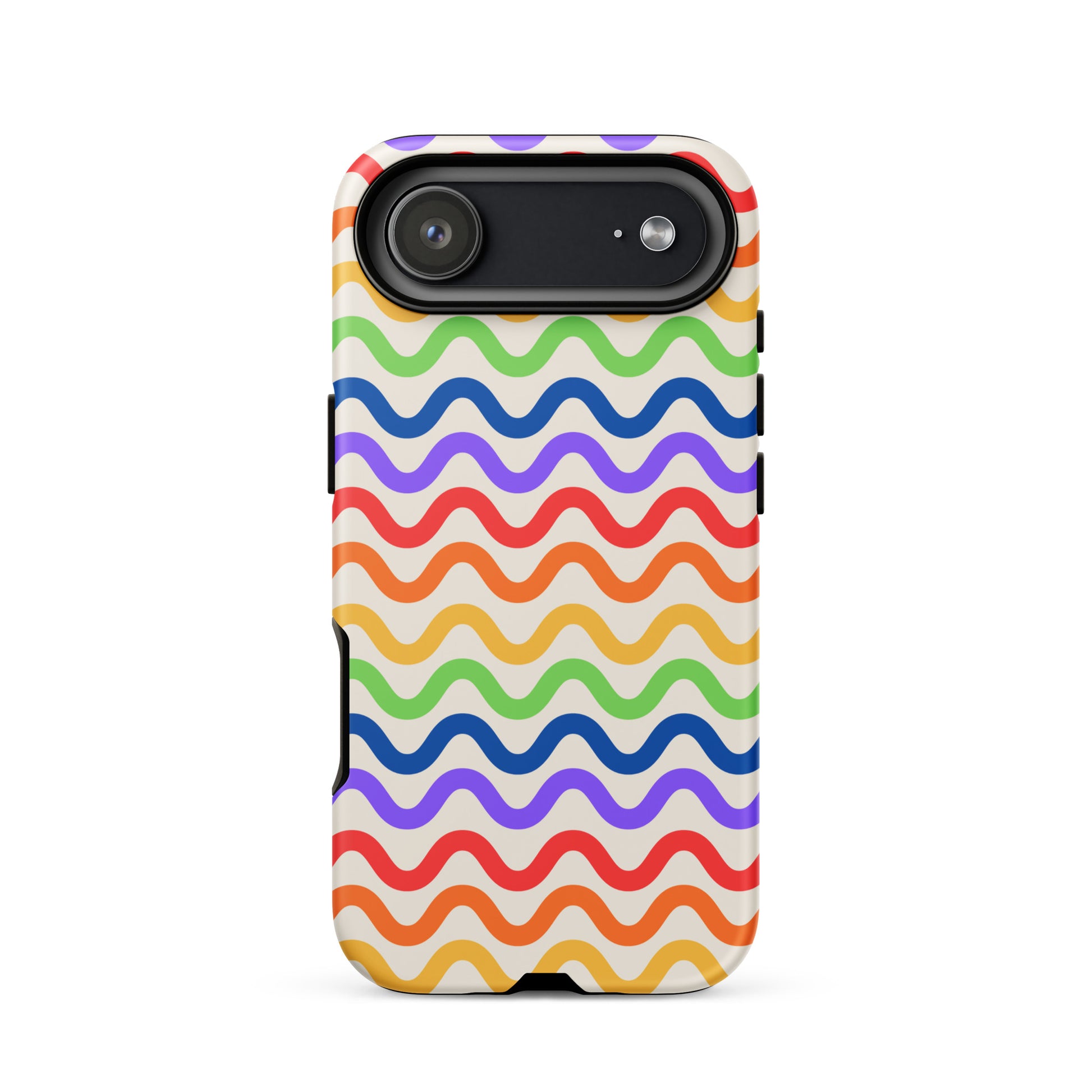 Phone Case with wavy rainbow pattern for iPhone - vibrant colors, playful style, tough protection