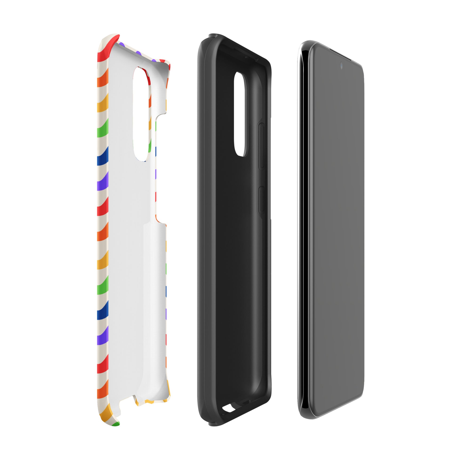 Phone Case for Samsung Galaxy with wavy rainbow design, showcasing colorful protection for your device.