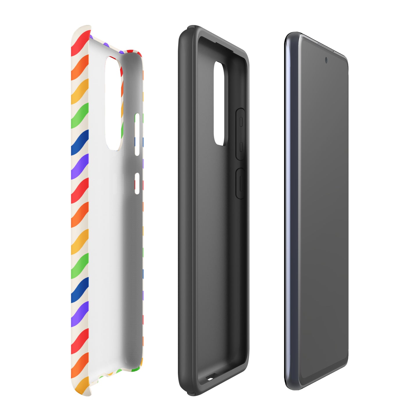 Phone Case for Samsung Galaxy with wavy rainbow design offering vibrant protection and style