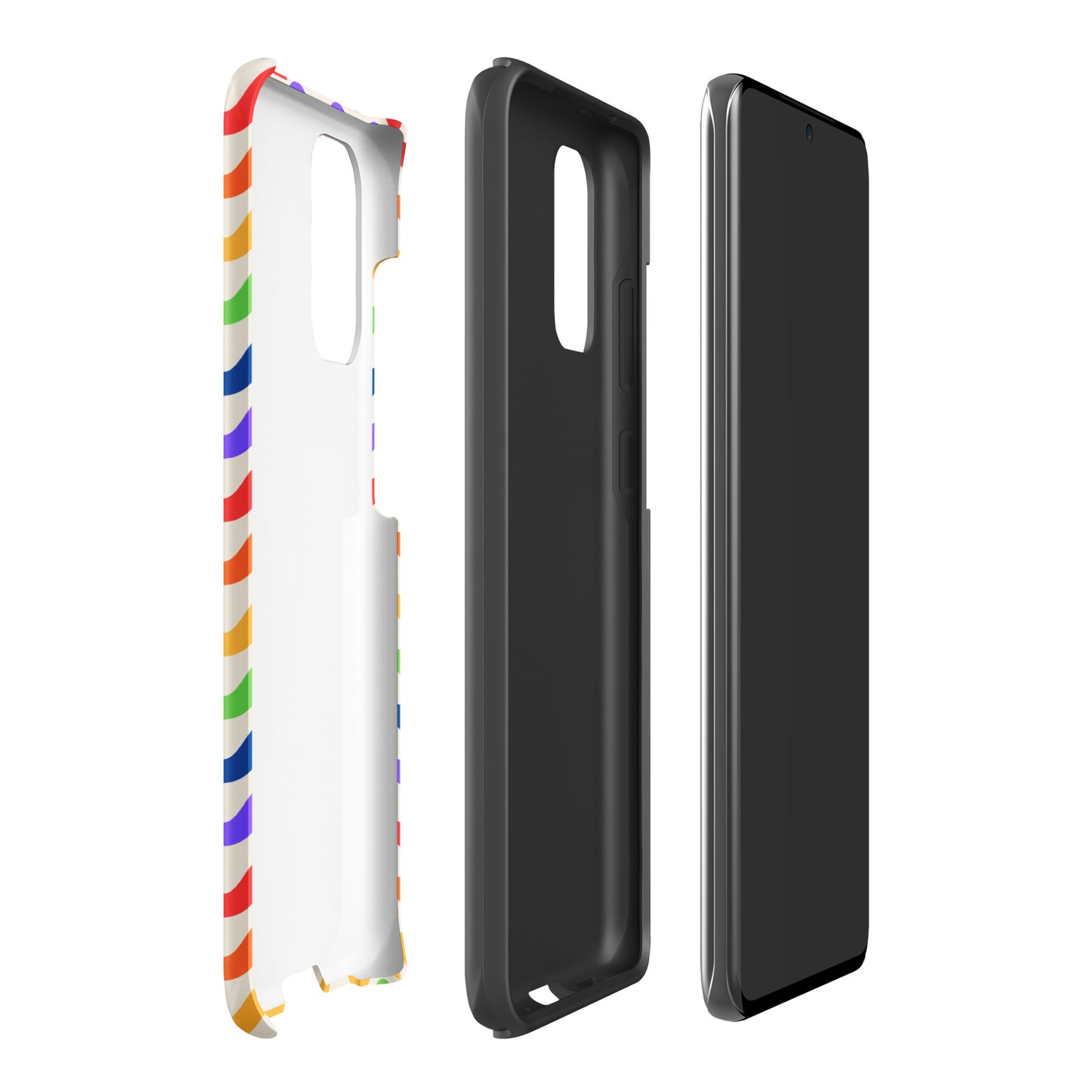 Phone Case for Samsung Galaxy with wavy rainbow groove design, showcasing vibrant colors and sturdy protection layers.