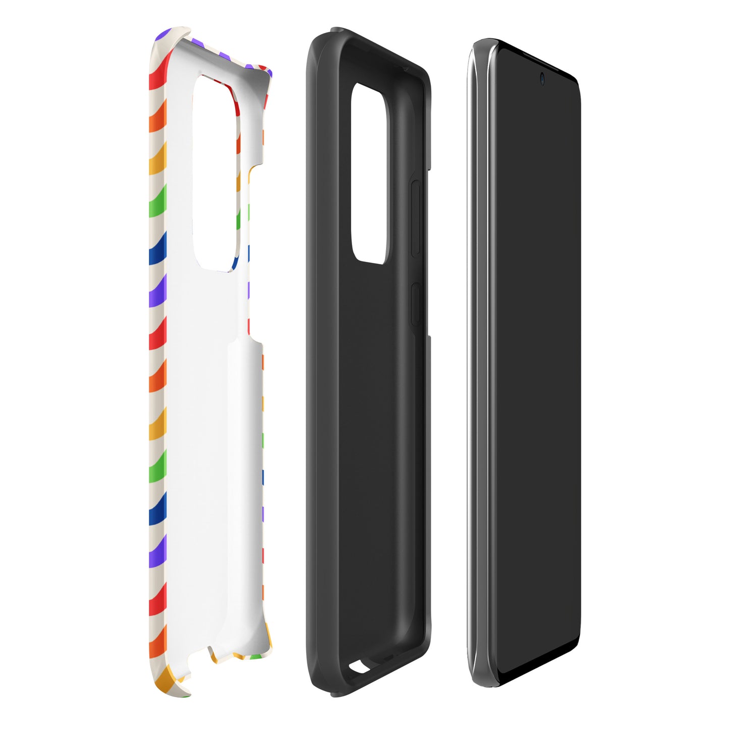 Phone Case for Samsung Galaxy with wavy rainbow pattern showcasing protection and style.