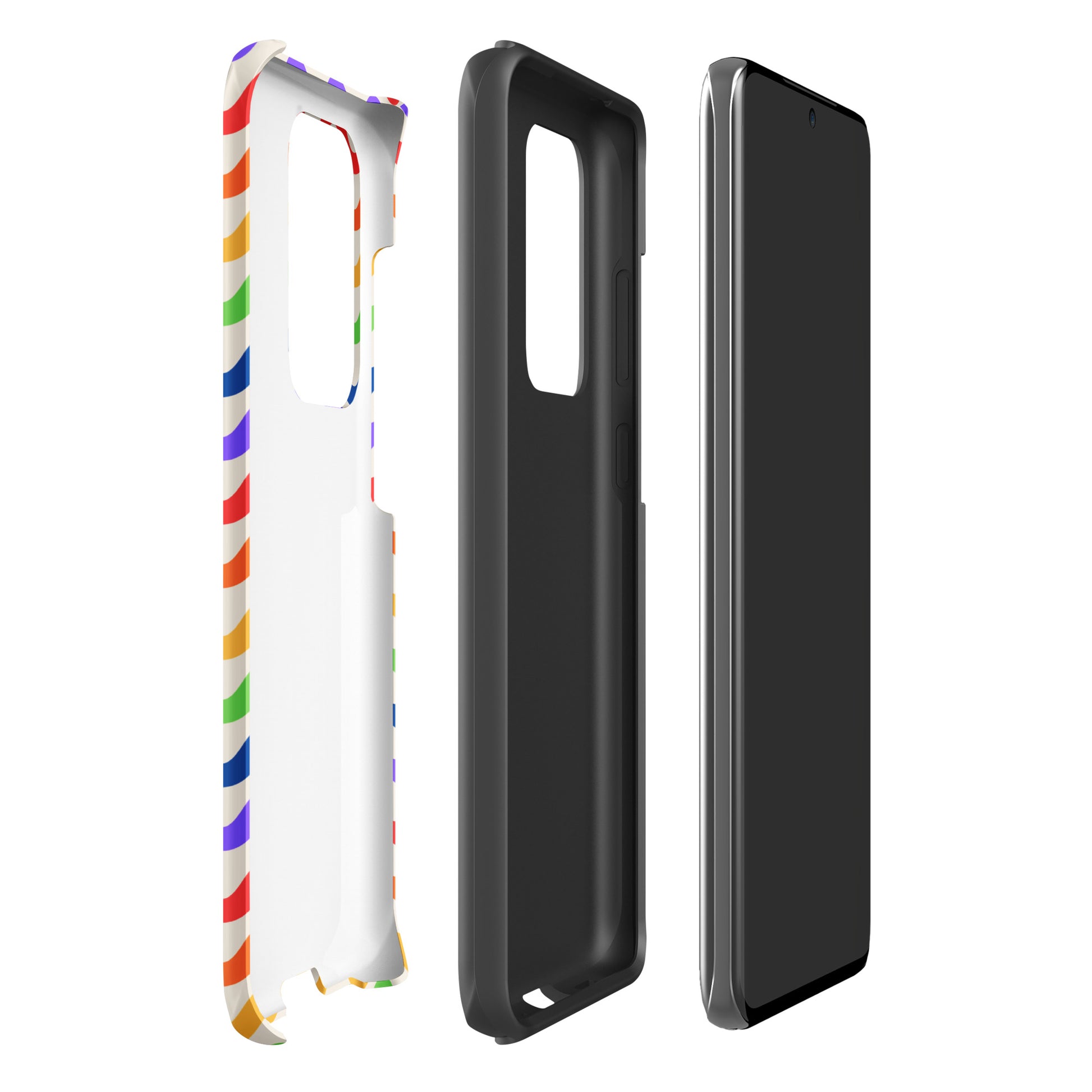 Phone Case for Samsung Galaxy with wavy rainbow pattern showcasing protection and style.