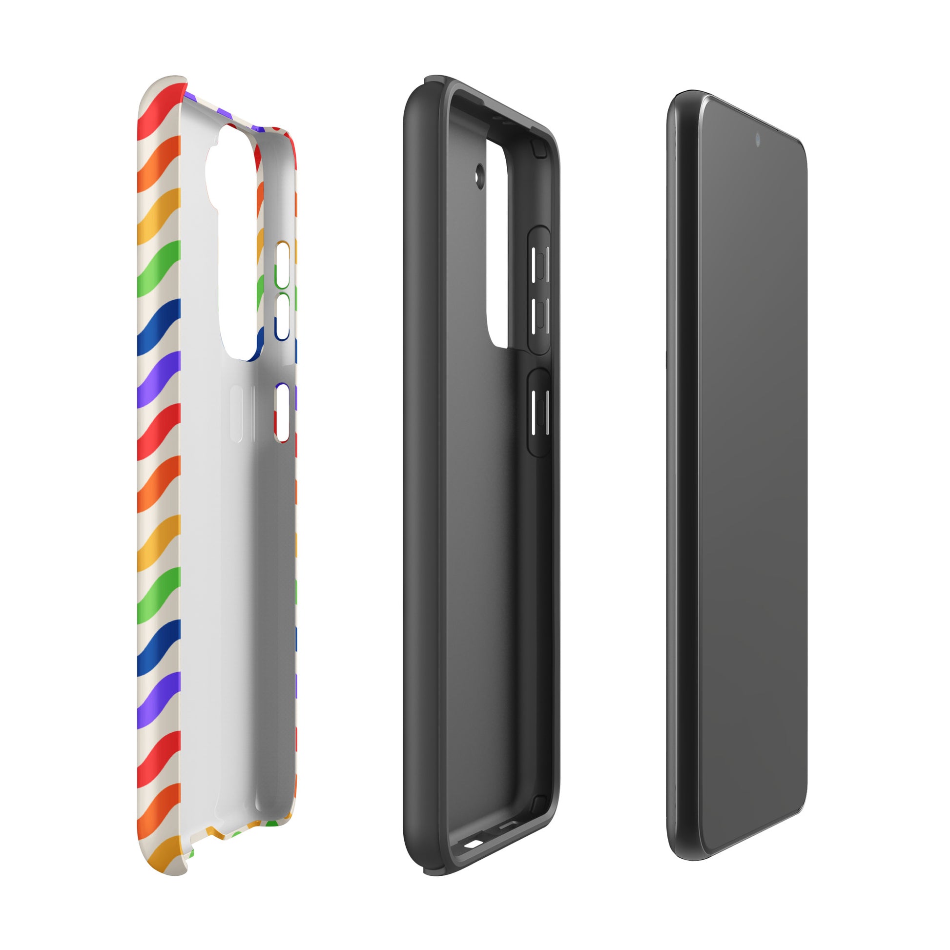 Phone Case for Samsung Galaxy with wavy rainbow design showcasing its vibrant protective features
