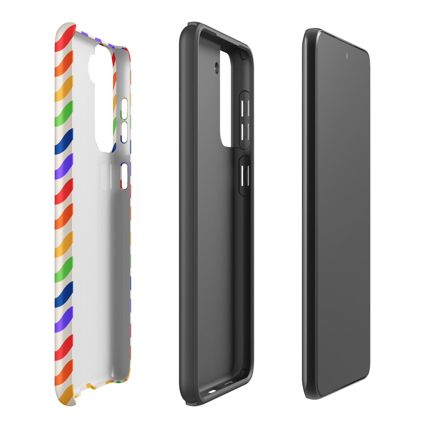 Wavy Rainbow Groove Phone Case for Samsung Galaxy showcasing vibrant colors and protective design.