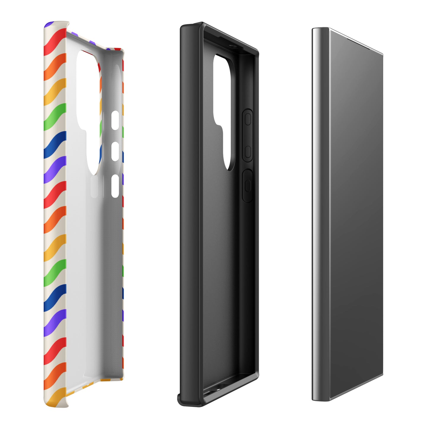 Phone Case for Samsung Galaxy with wavy rainbow design and strong protective features