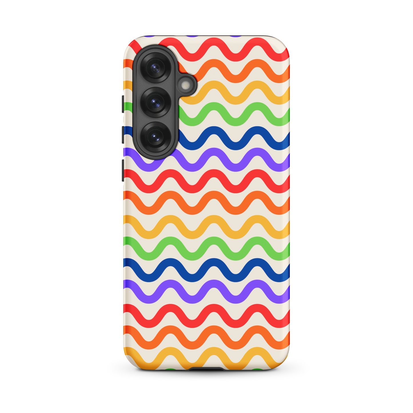 Wavy Rainbow Groove Phone Case for Samsung Galaxy with colorful pattern, offering lively design and reliable protection.