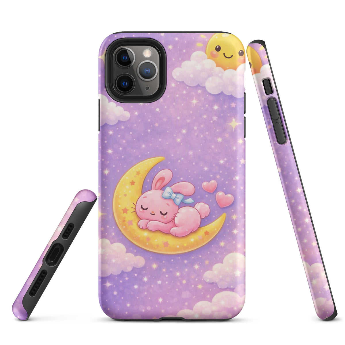 Phone Case for iPhone with Cute Cozy Dreamy Bunny Moon Design