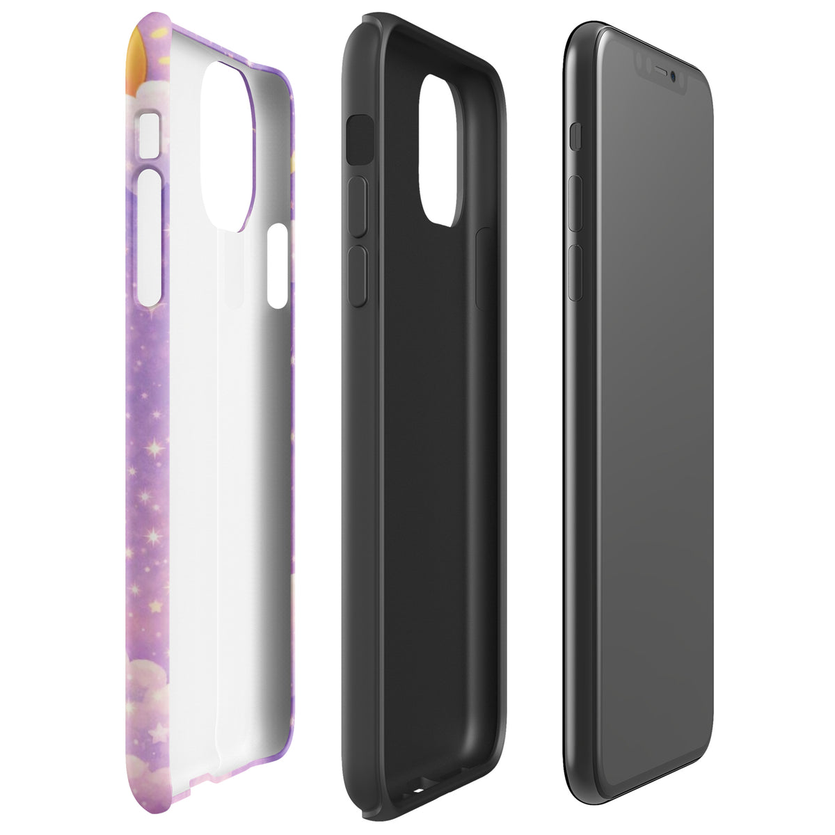 Phone Case for iPhone with cute bunny and crescent moon design, showcasing pastel colors and starry details for a dreamy look.