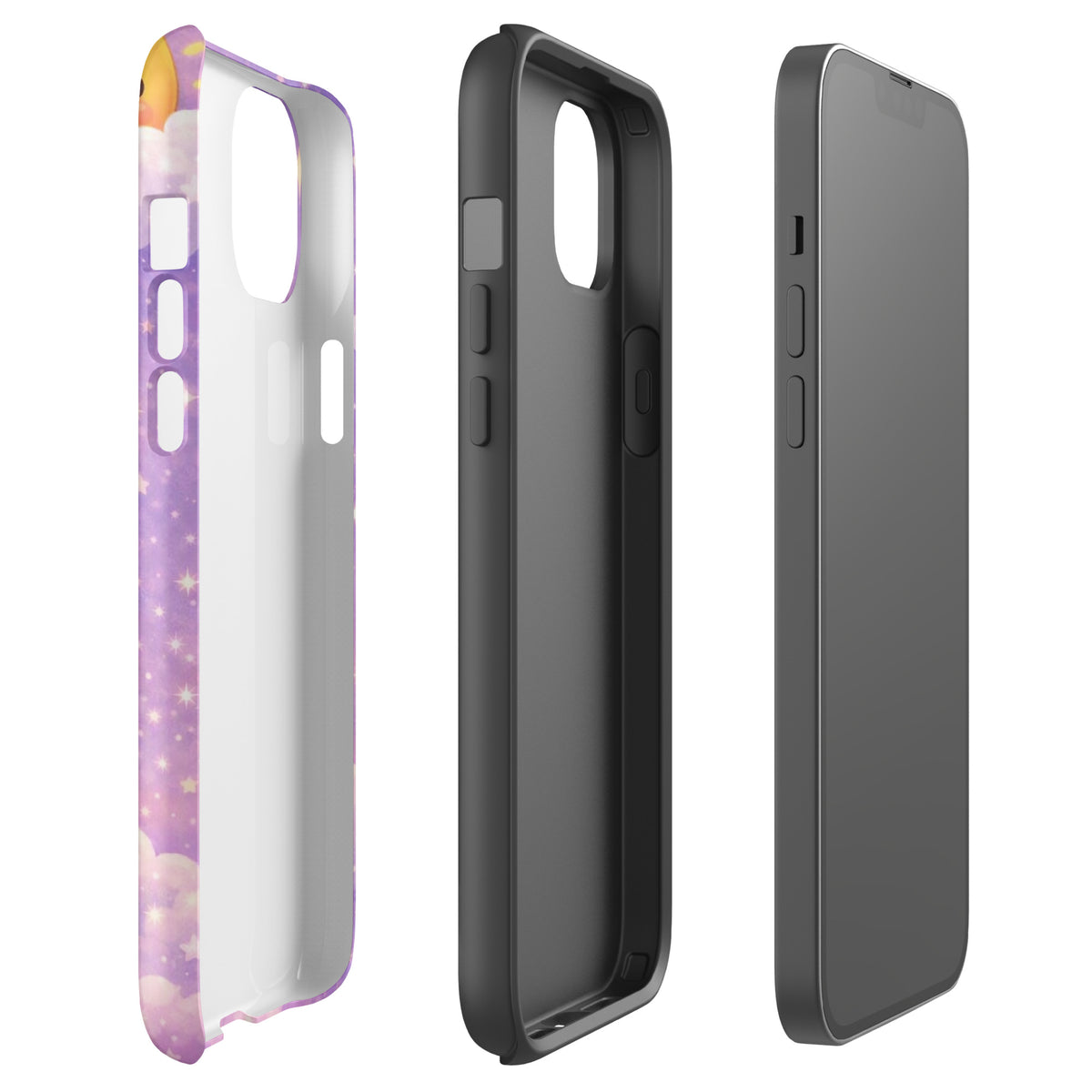 Phone Case for iPhone with dreamy bunny moon design featuring pastel stars and crescent moon, offering charm and protection.