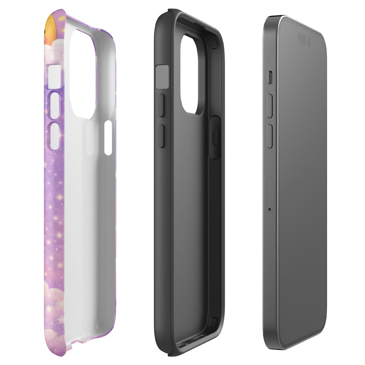 Phone Case for iPhone with dreamy bunny moon design and pastel sky, showcasing charm and durability in a protective cover.