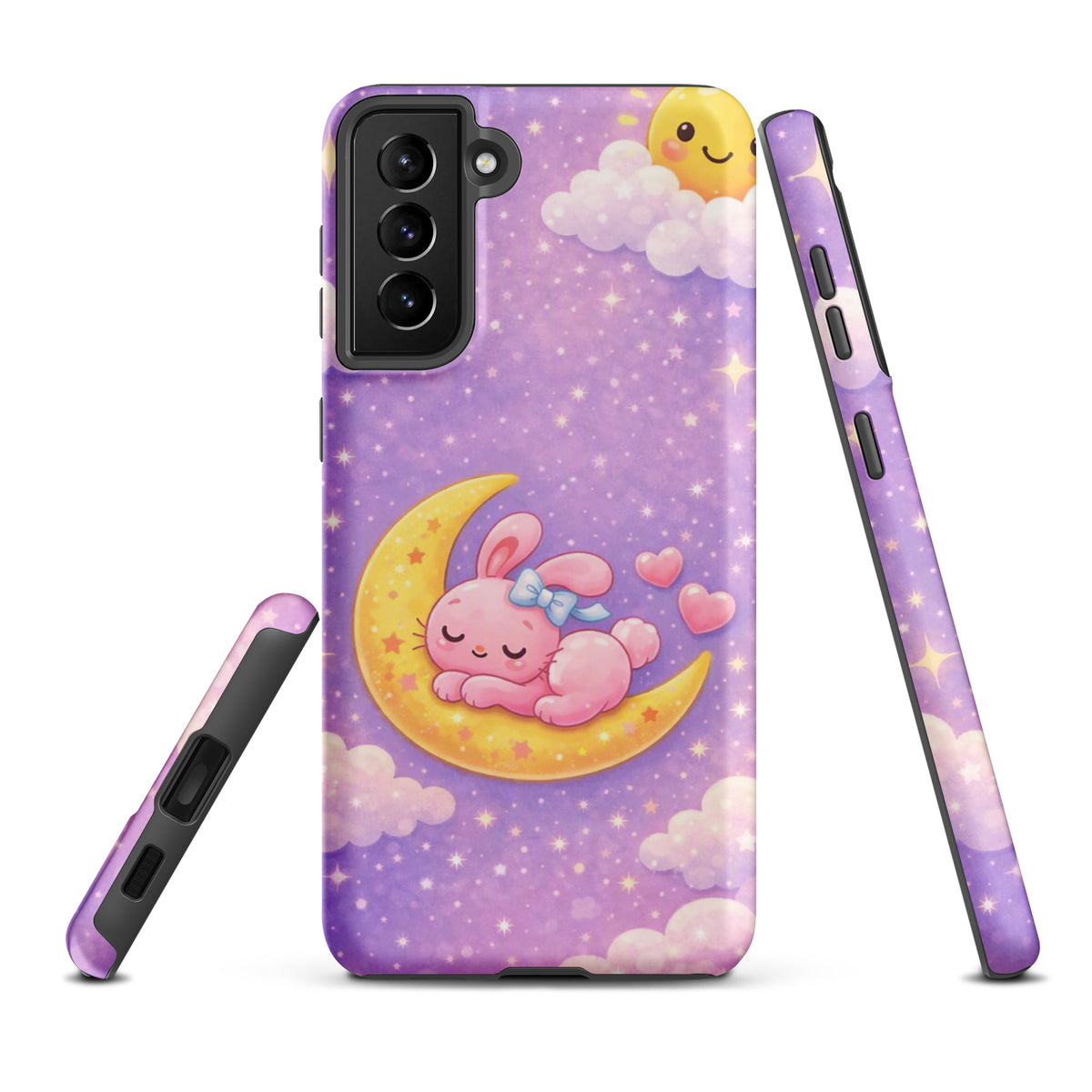 Phone Case for Samsung Galaxy with cute bunny moon design in pastel colors