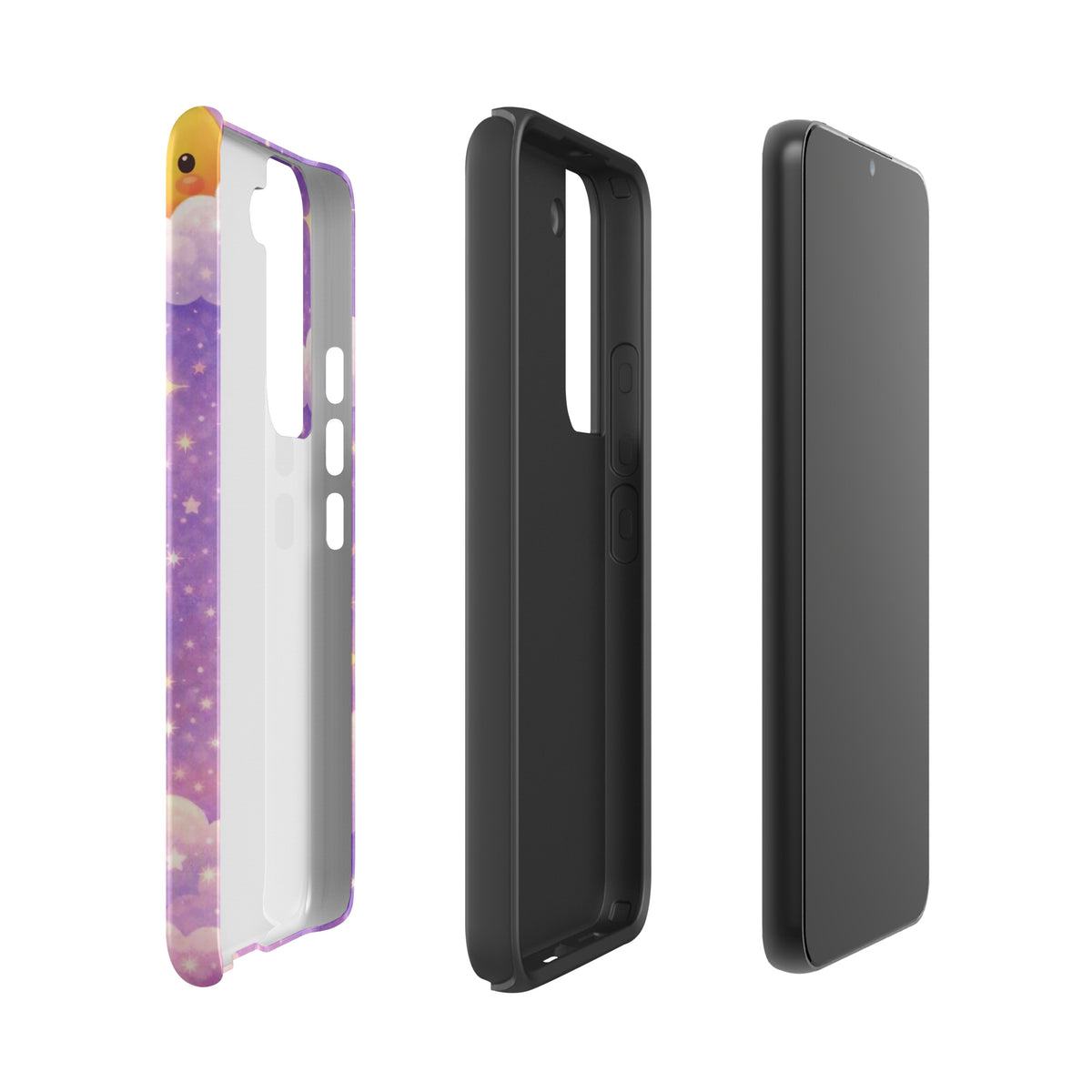 Phone Case for Samsung Galaxy with cute bunny moon design in purple.