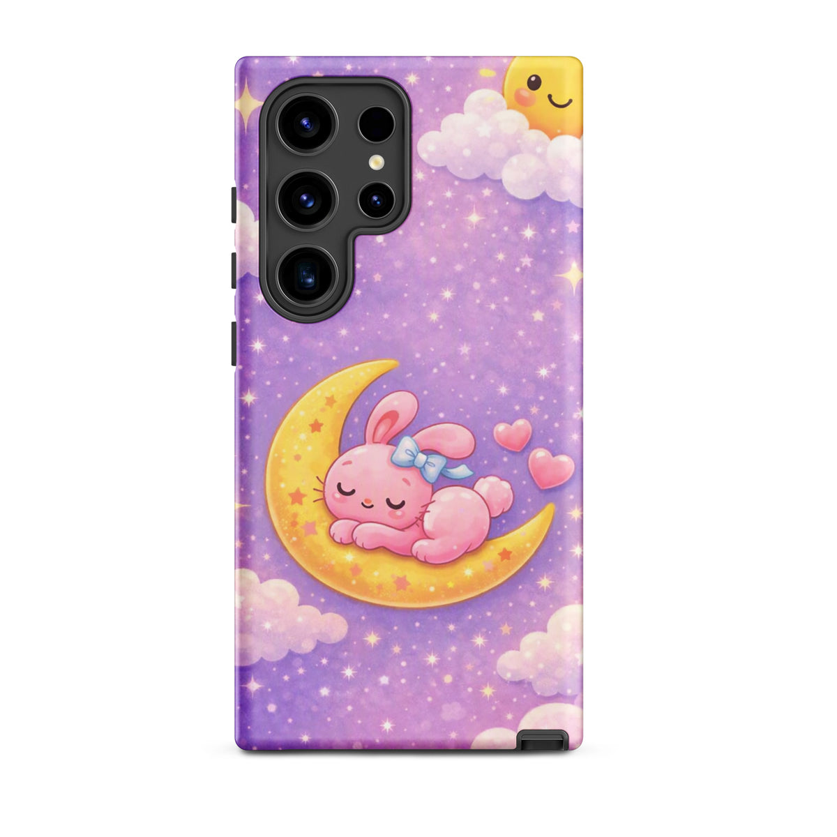 Phone Case for Samsung Galaxy with cute bunny on crescent moon design