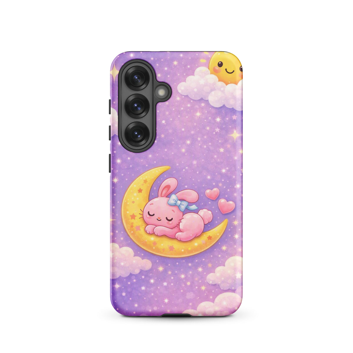 Phone Case for Samsung Galaxy with dreamy bunny on a crescent moon design