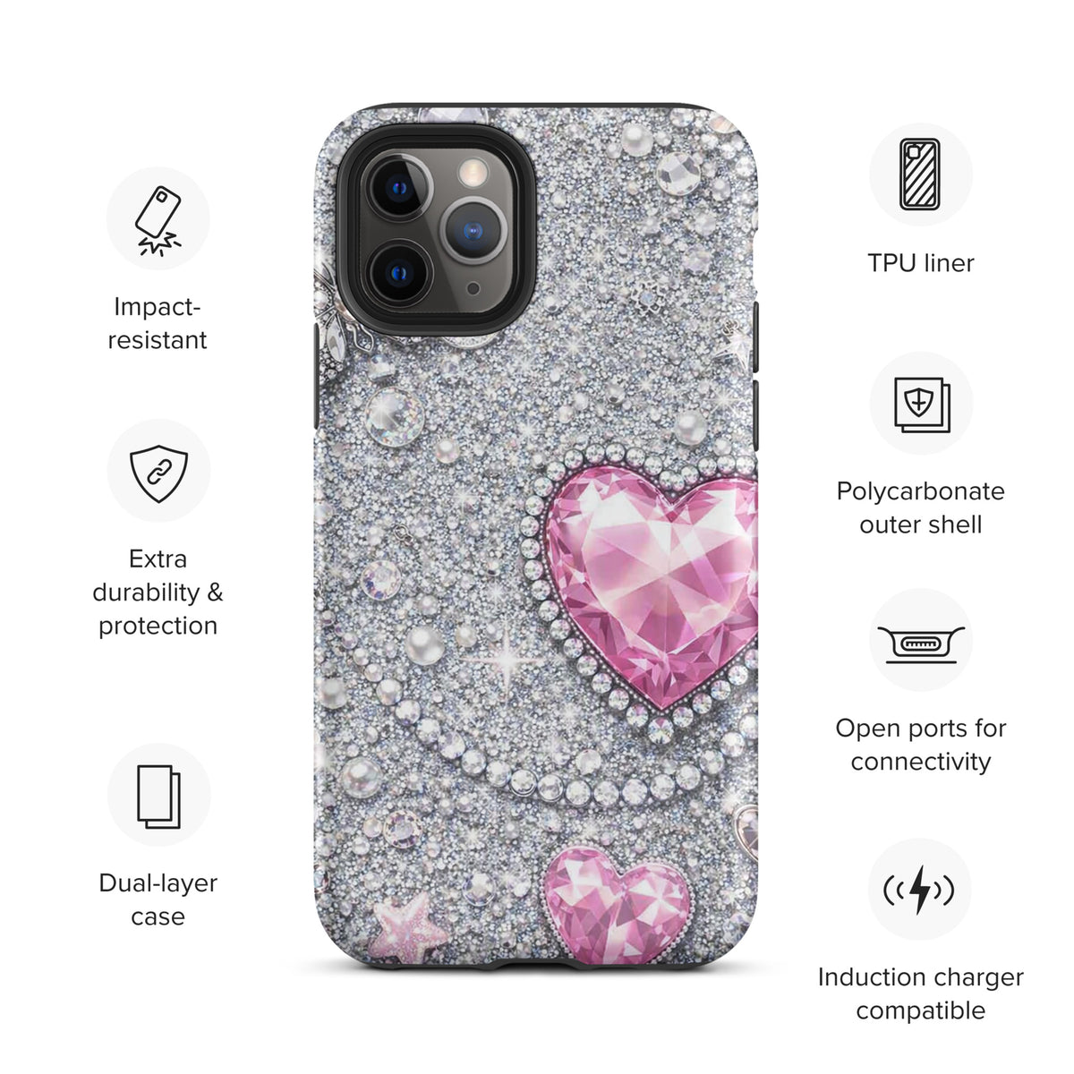Phone Case for iPhone - Sparkling Heart Glam