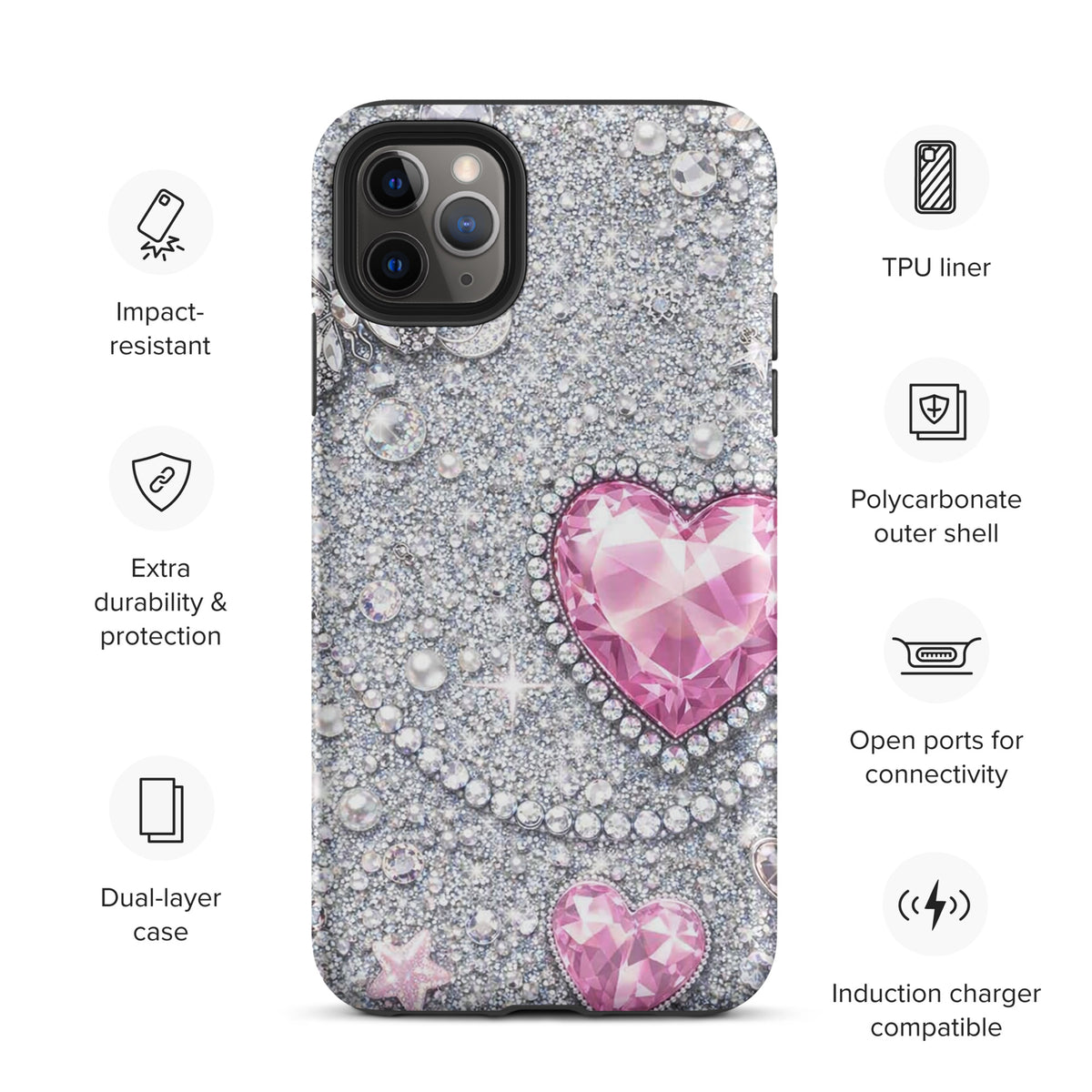 Phone Case for iPhone - Sparkling Heart Glam
