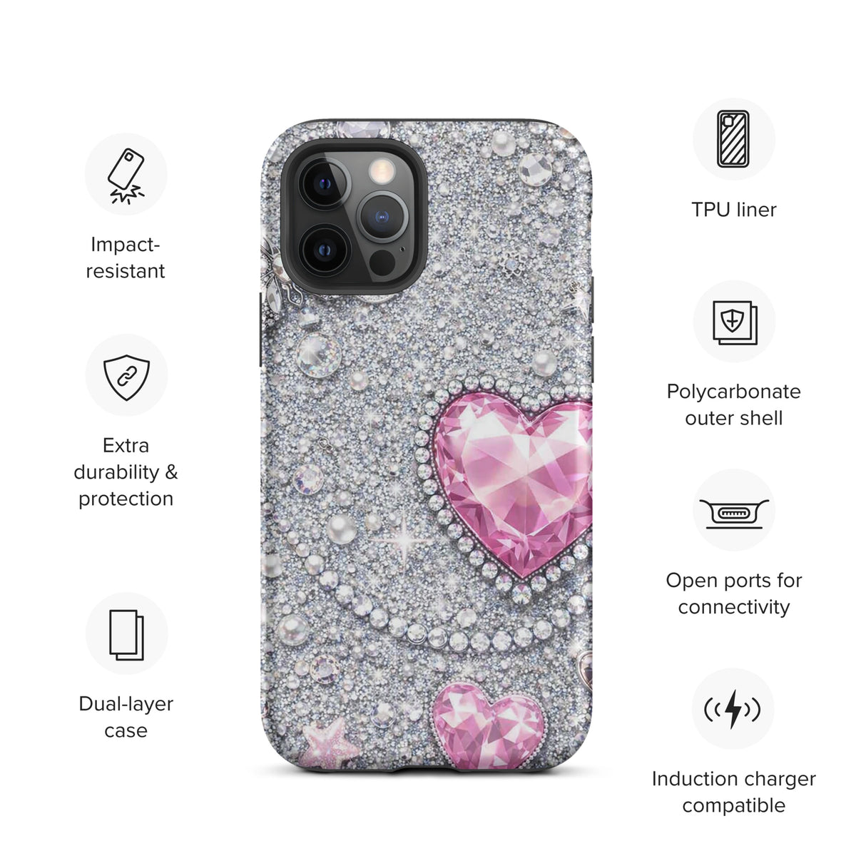 Phone Case for iPhone - Sparkling Heart Glam