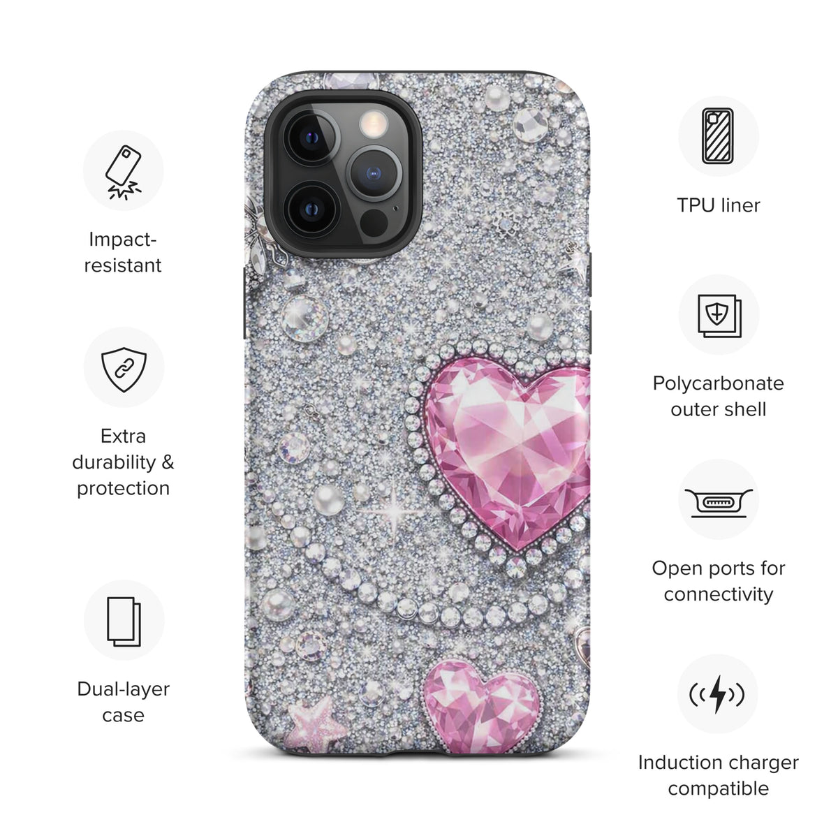 Phone Case for iPhone - Sparkling Heart Glam