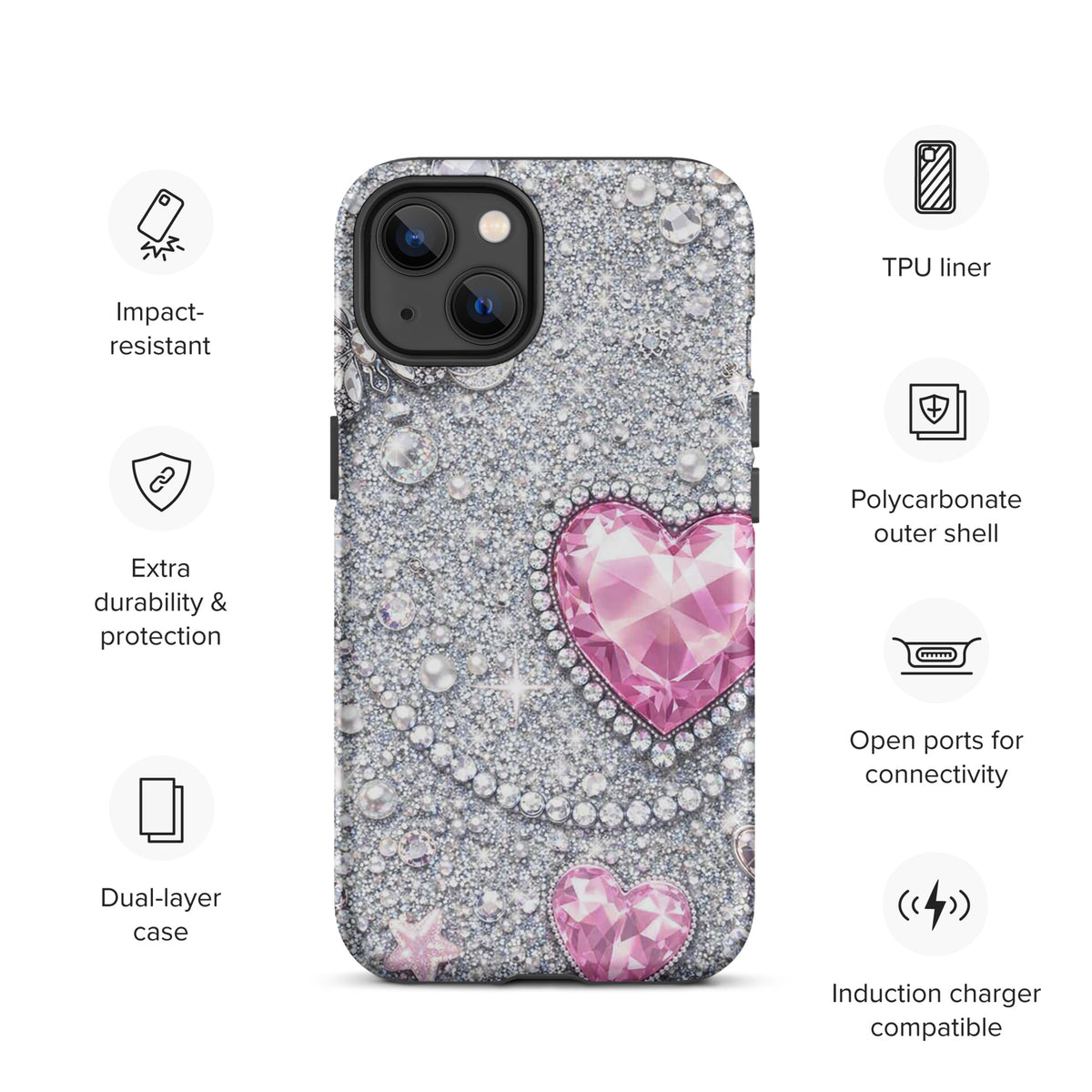 Phone Case for iPhone - Sparkling Heart Glam