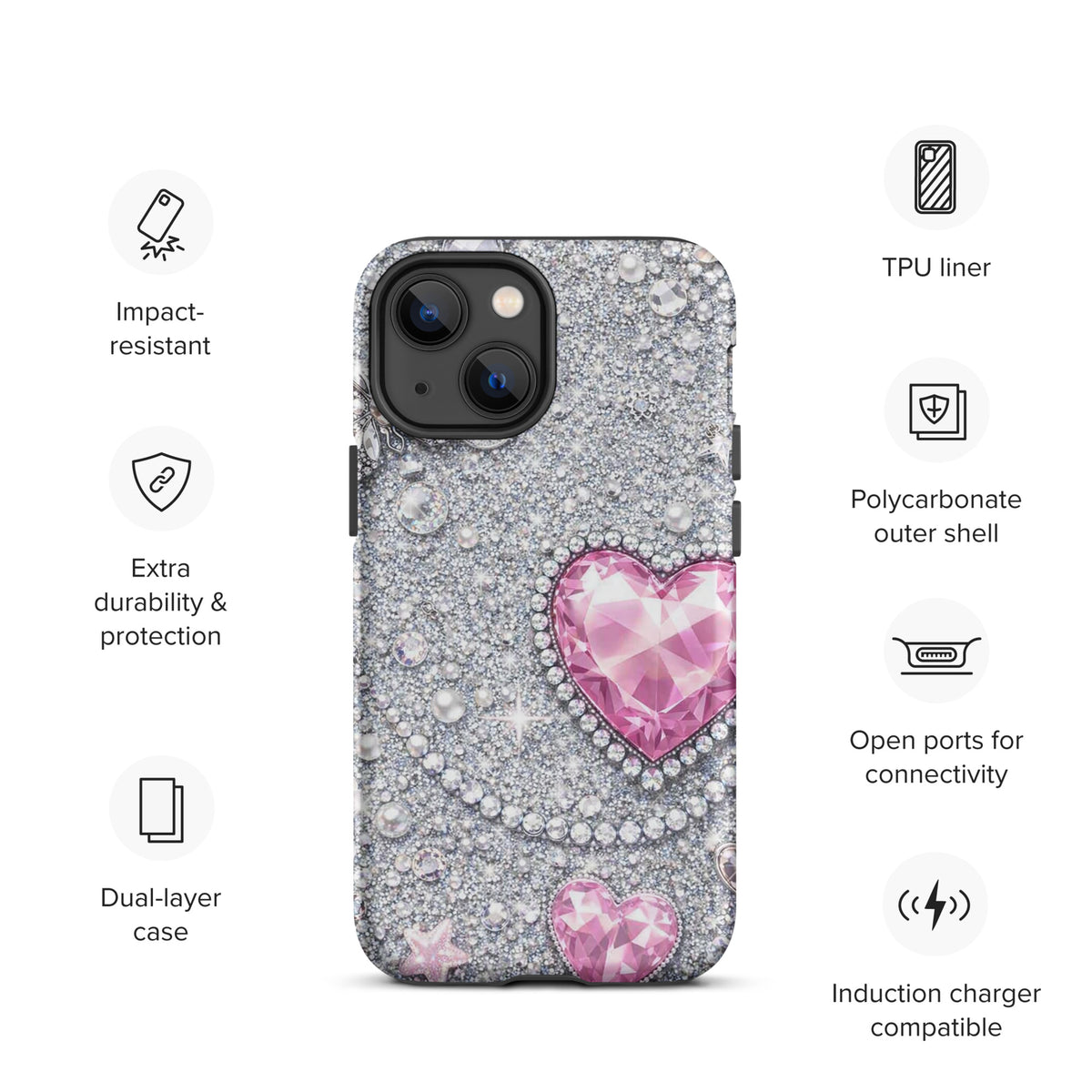 Phone Case for iPhone - Sparkling Heart Glam