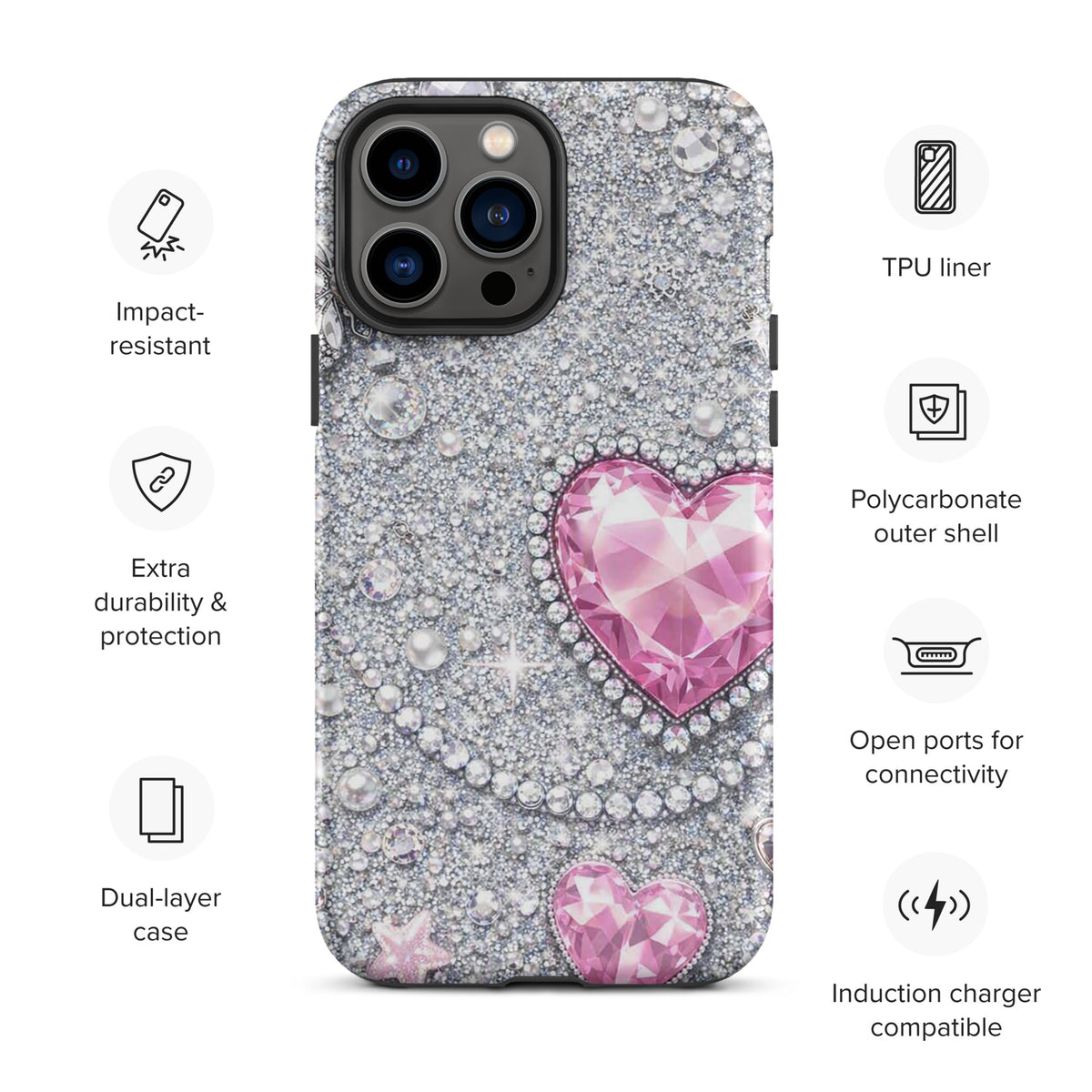 Phone Case for iPhone - Sparkling Heart Glam