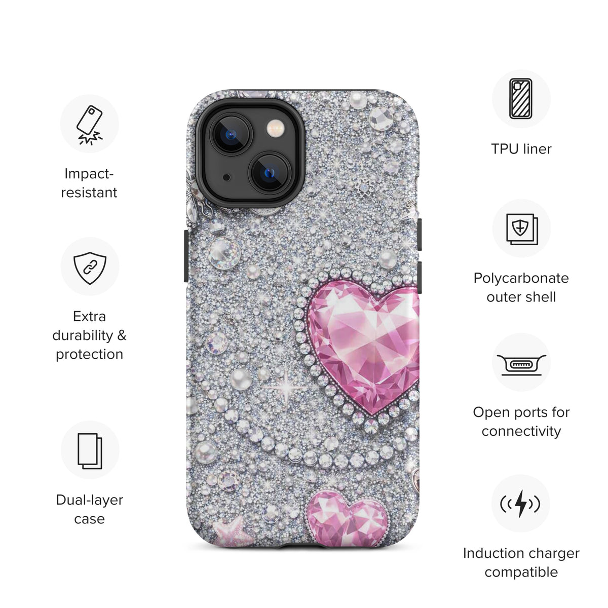 Phone Case for iPhone - Sparkling Heart Glam