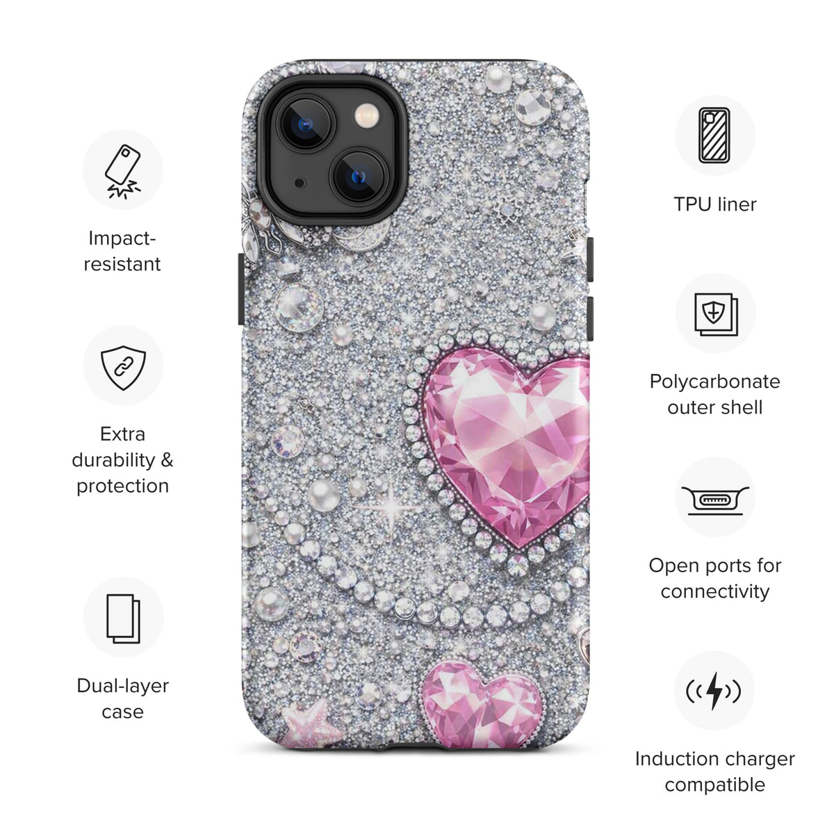 Phone Case for iPhone - Sparkling Heart Glam