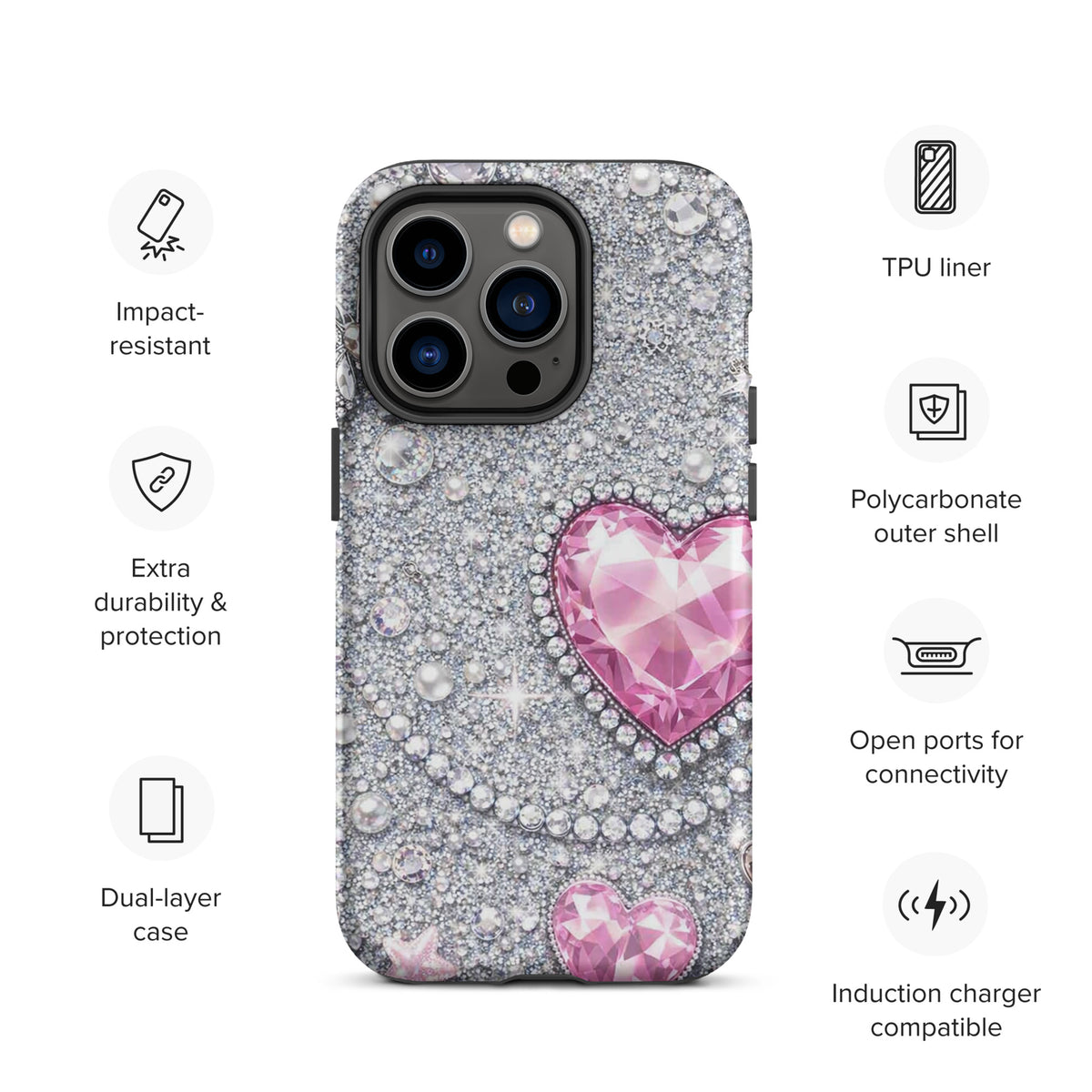Phone Case for iPhone - Sparkling Heart Glam