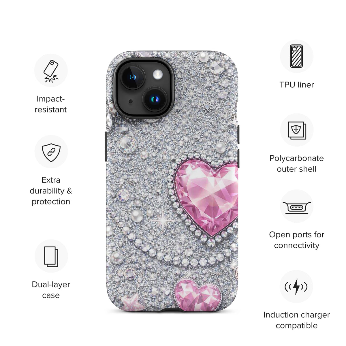 Phone Case for iPhone - Sparkling Heart Glam