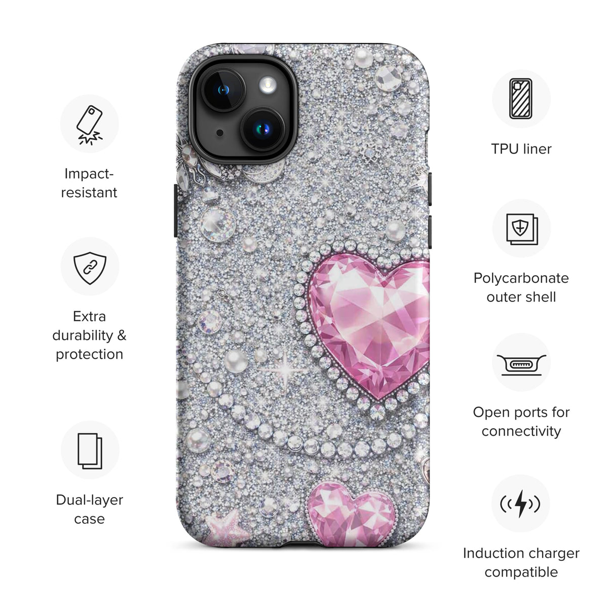 Phone Case for iPhone - Sparkling Heart Glam