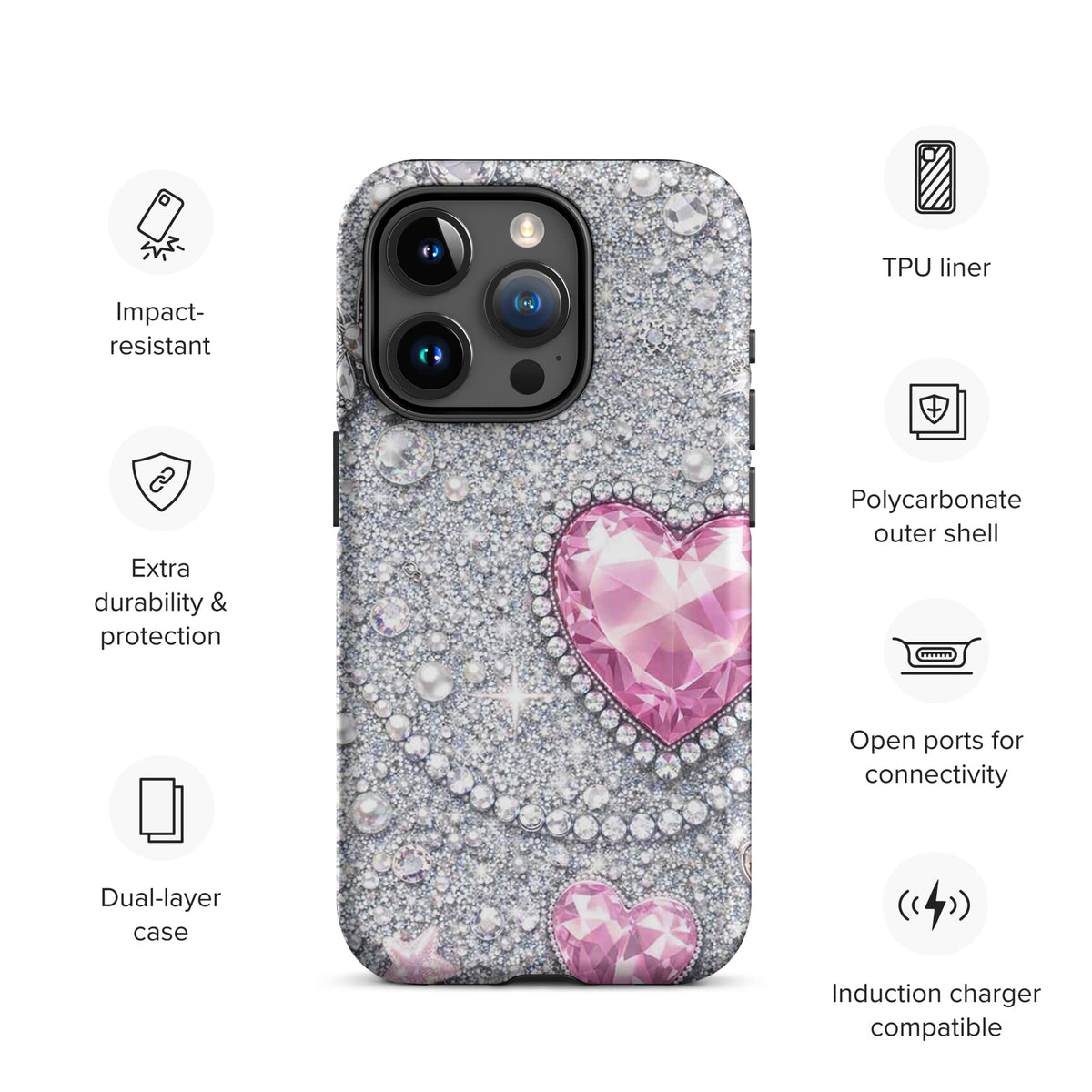 Phone Case for iPhone - Sparkling Heart Glam