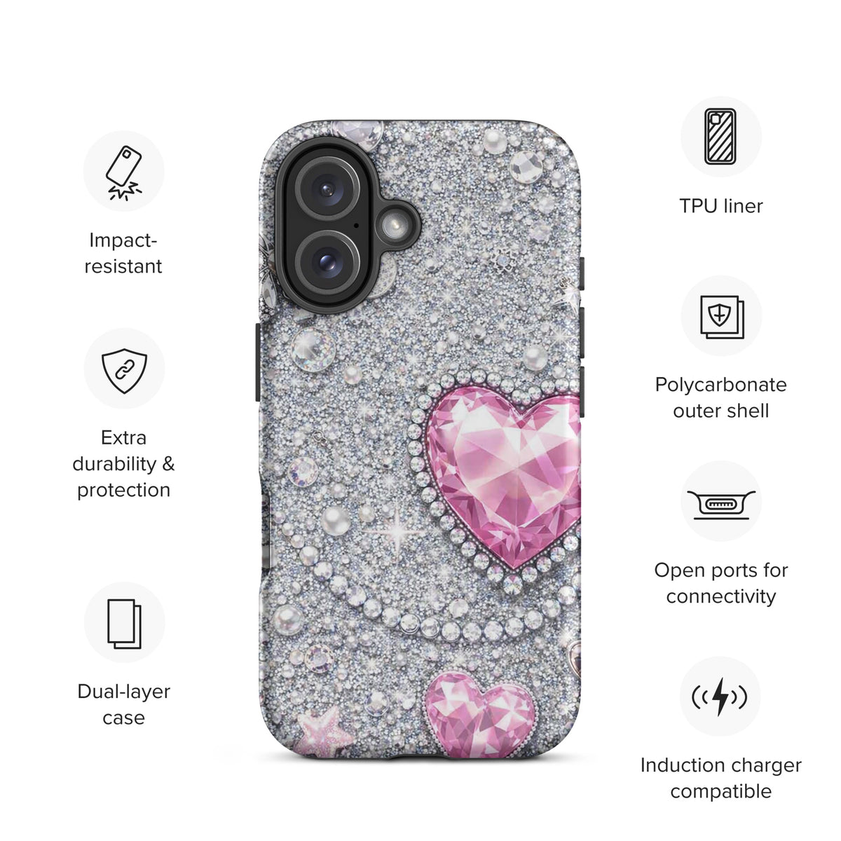 Phone Case for iPhone - Sparkling Heart Glam