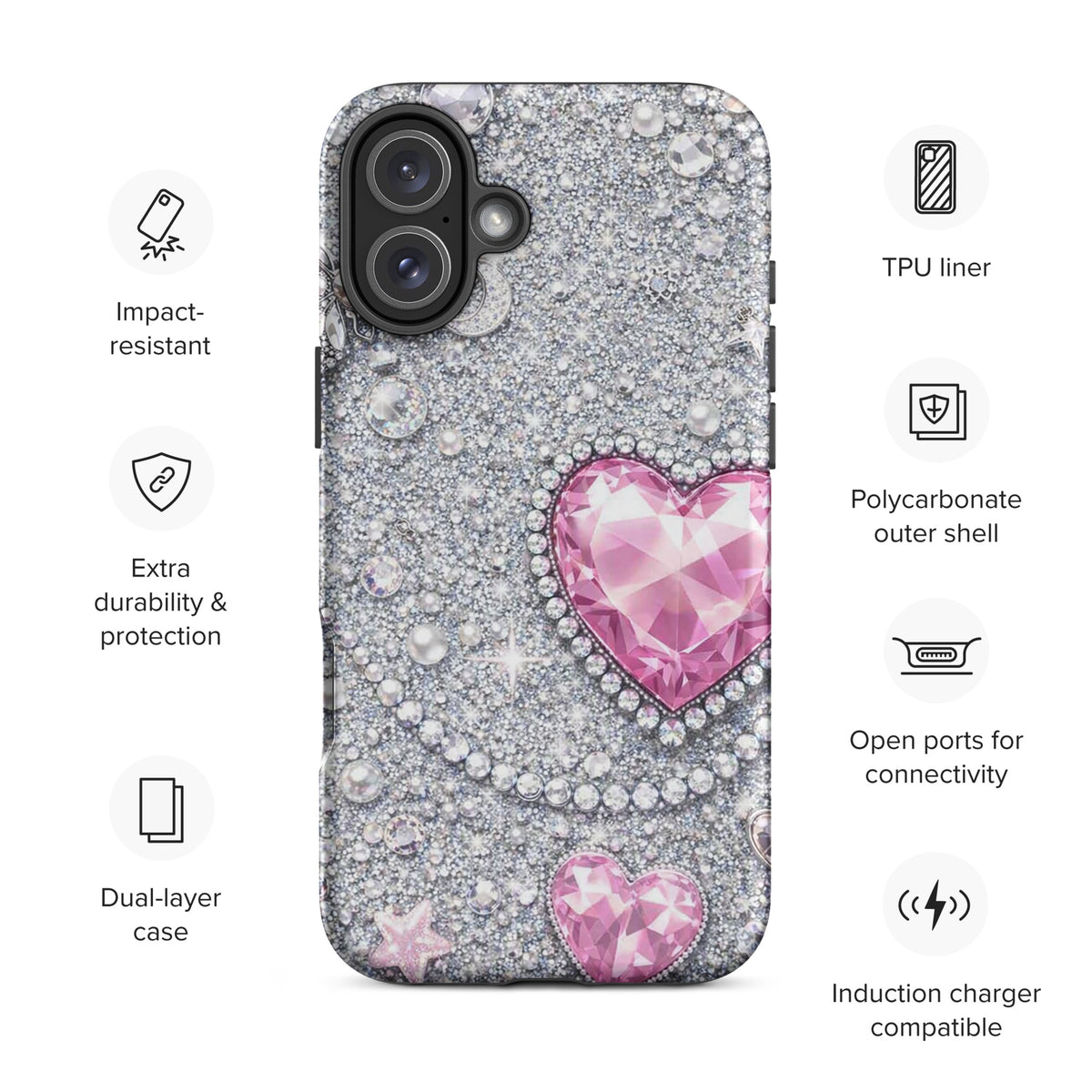 Phone Case for iPhone - Sparkling Heart Glam