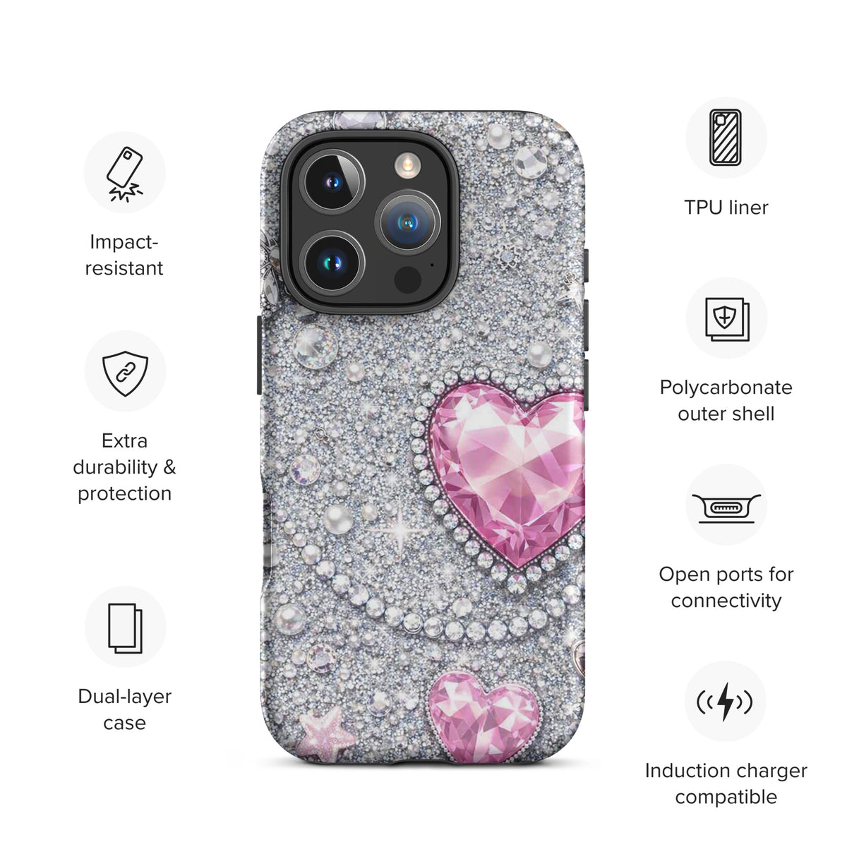Phone Case for iPhone - Sparkling Heart Glam