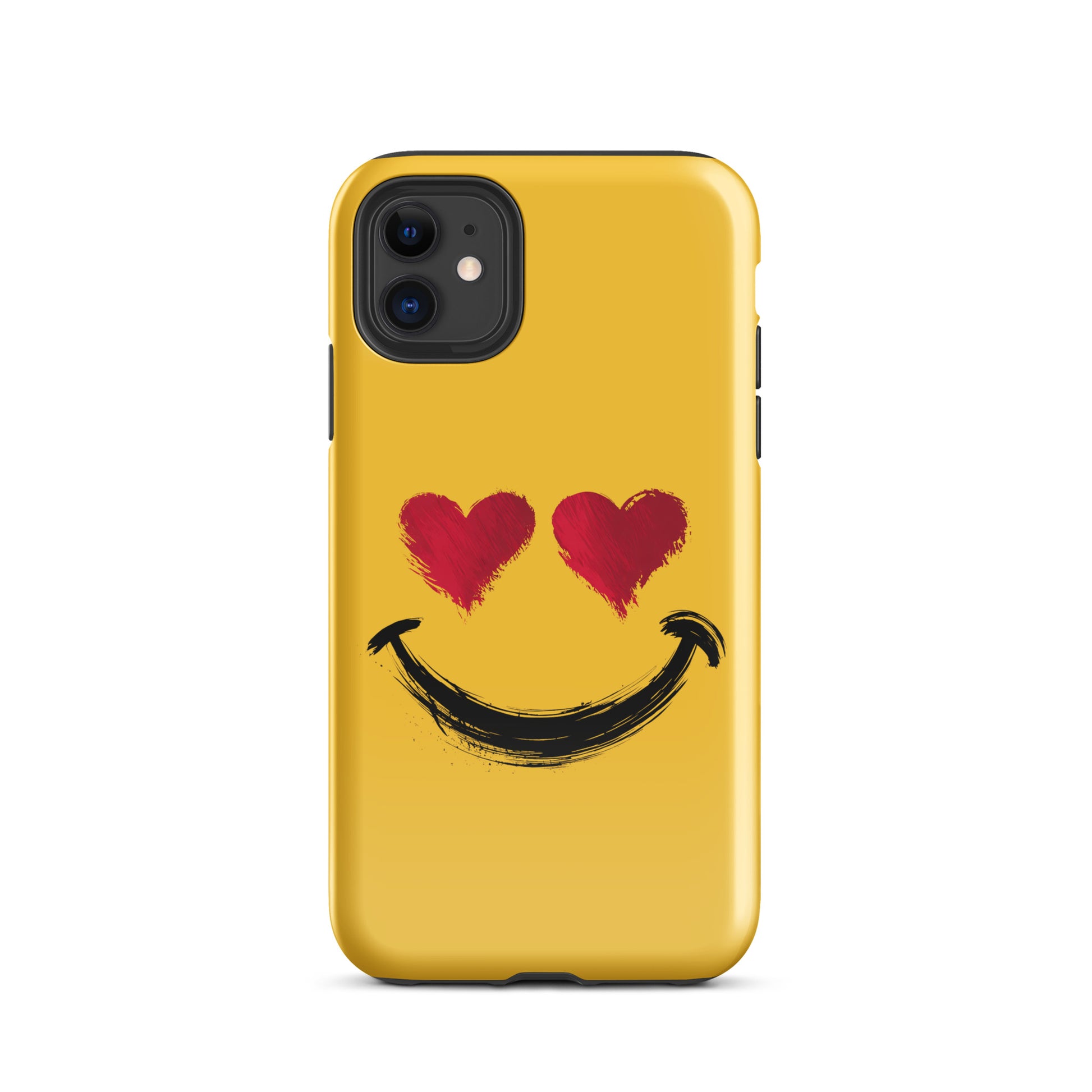 Phone Case for iPhone featuring heart-eyes smiley art in vibrant colors for bold style and luxury feel.