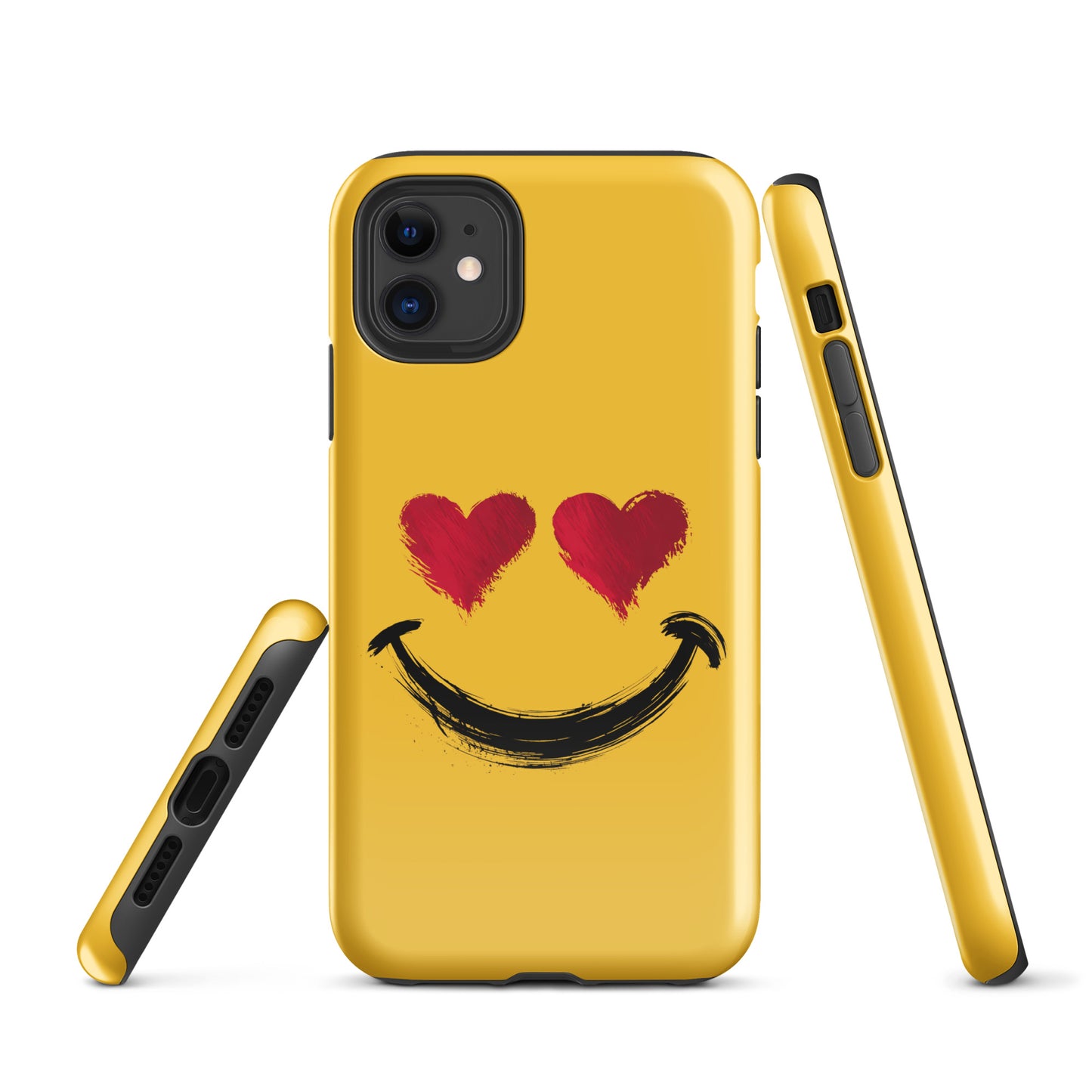Phone Case for iPhone with heart-eyes smiley art, showcasing bold style and playful luxury design.