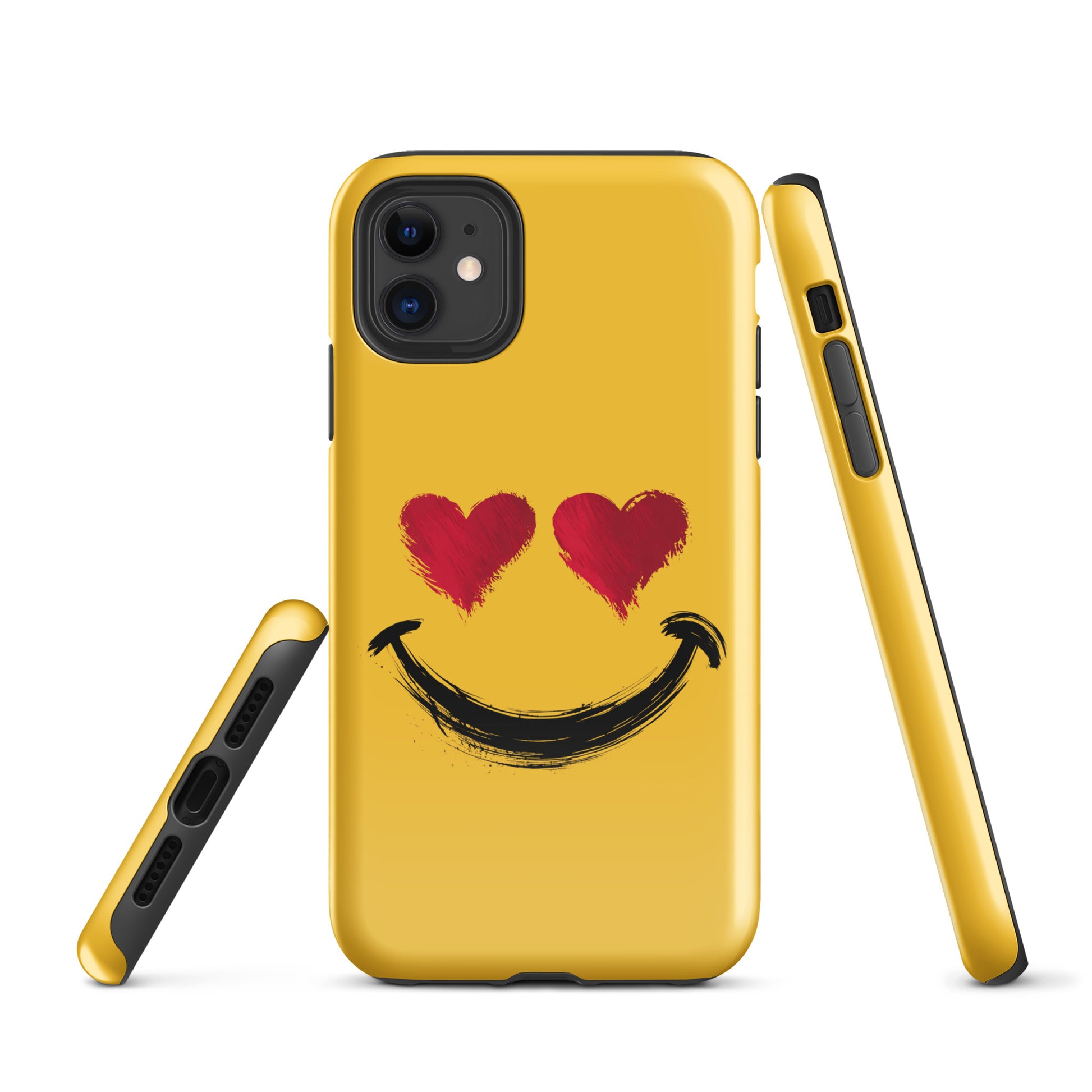 Phone Case for iPhone with heart-eyes smiley art, showcasing bold style and playful luxury design.