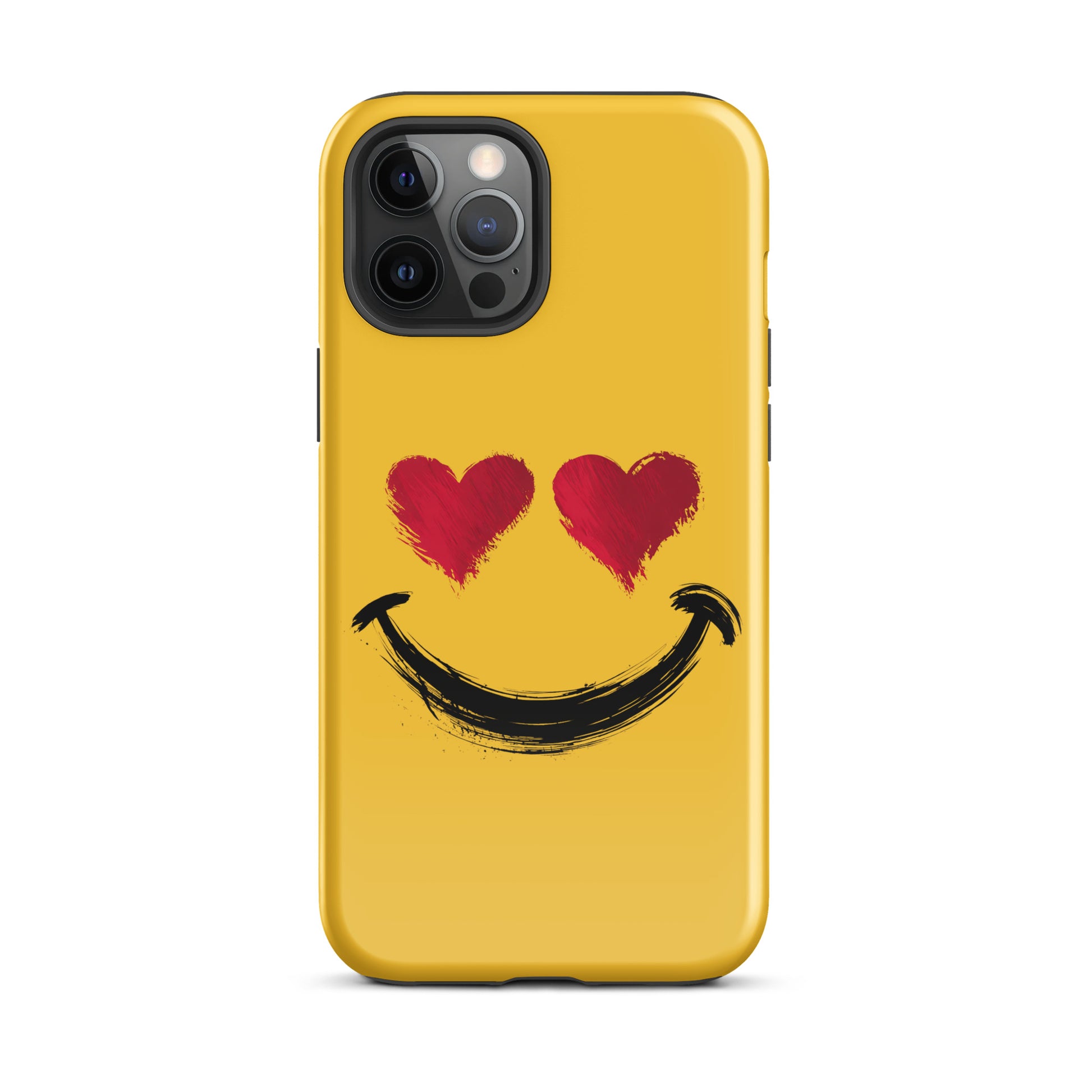 Phone Case for iPhone with heart-eyes smiley design in vibrant colors, offering bold style and playful expression for your device.