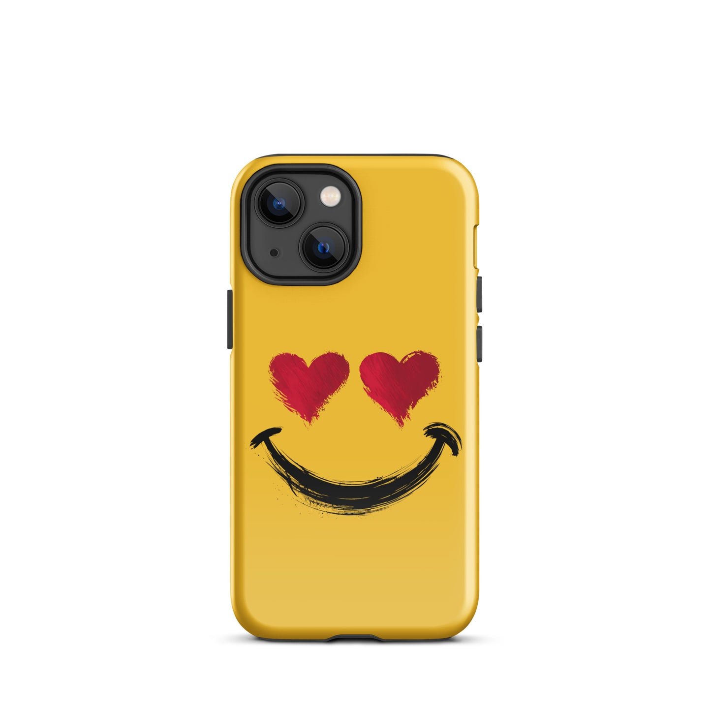 Phone Case for iPhone featuring heart‑eyes smiley design with vibrant colors, artistic brushstrokes, and playful style.