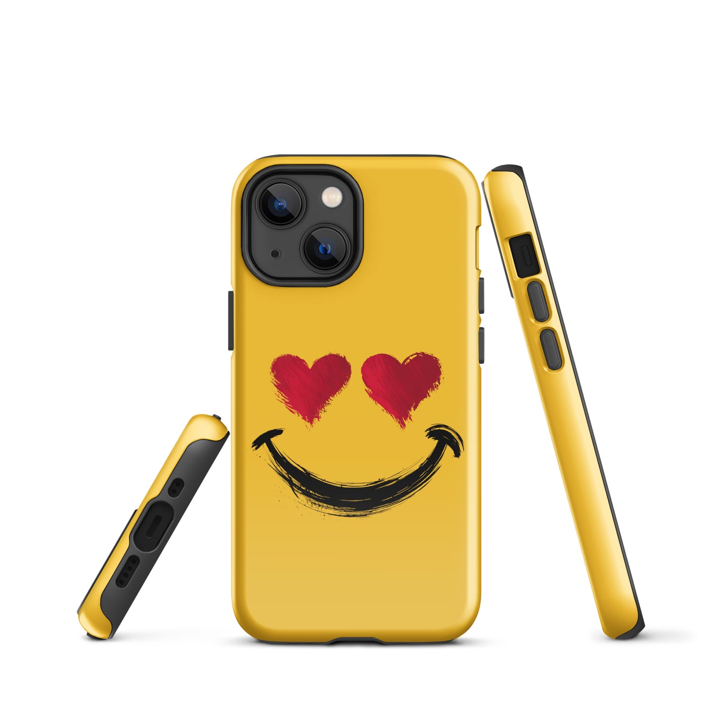 Phone Case for iPhone featuring bold heart-eyes smiley art with vibrant colors and premium quality design.