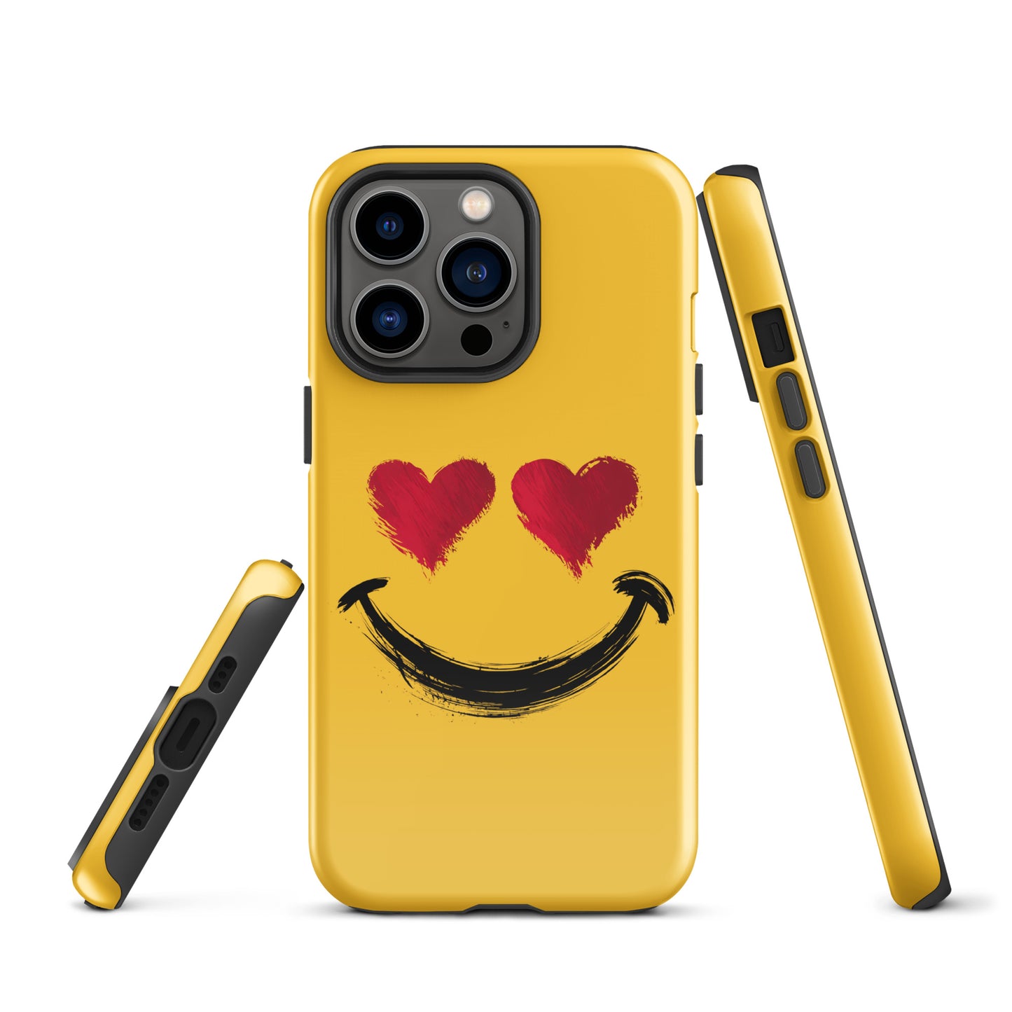 Phone Case for iPhone with heart-eyes smiley art in bold style, showcasing vibrant colors and premium design.