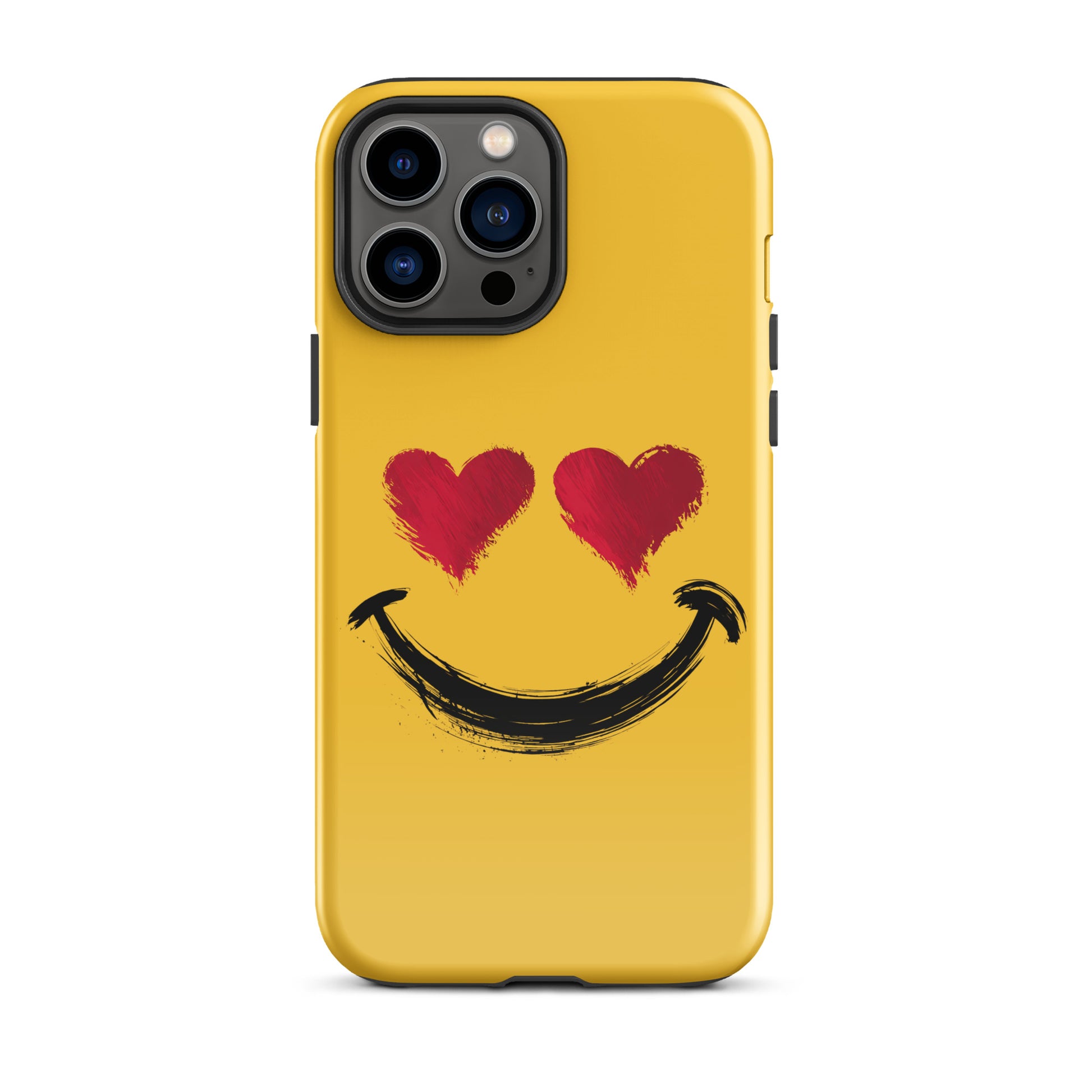 Phone Case with Heart‑Eyes Smiley Art for iPhone, featuring vibrant colors and artistic design, perfect for bold style lovers.